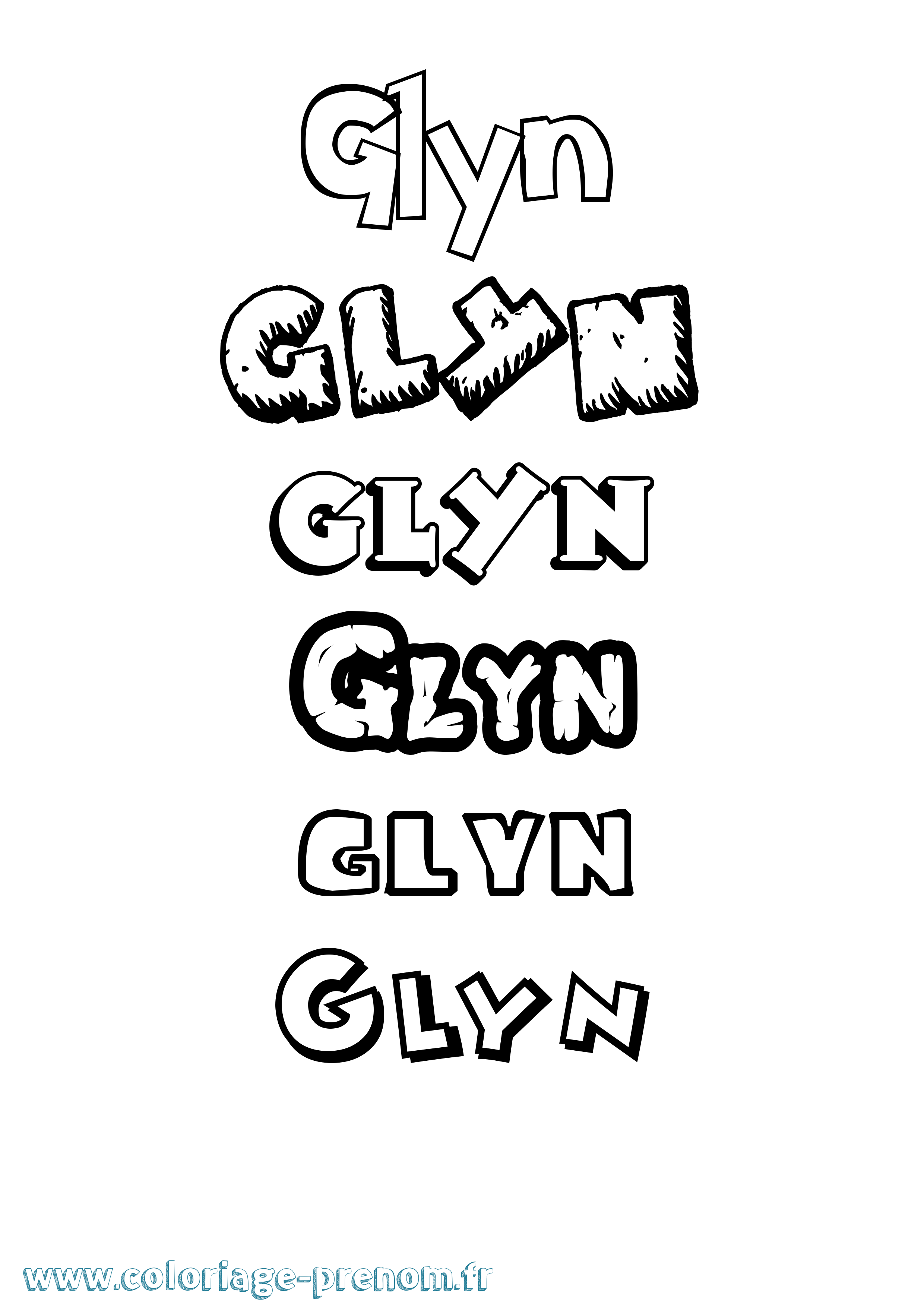 Coloriage Glyn Dessin Animé Coloriage prénom Glyn Dessin Animé