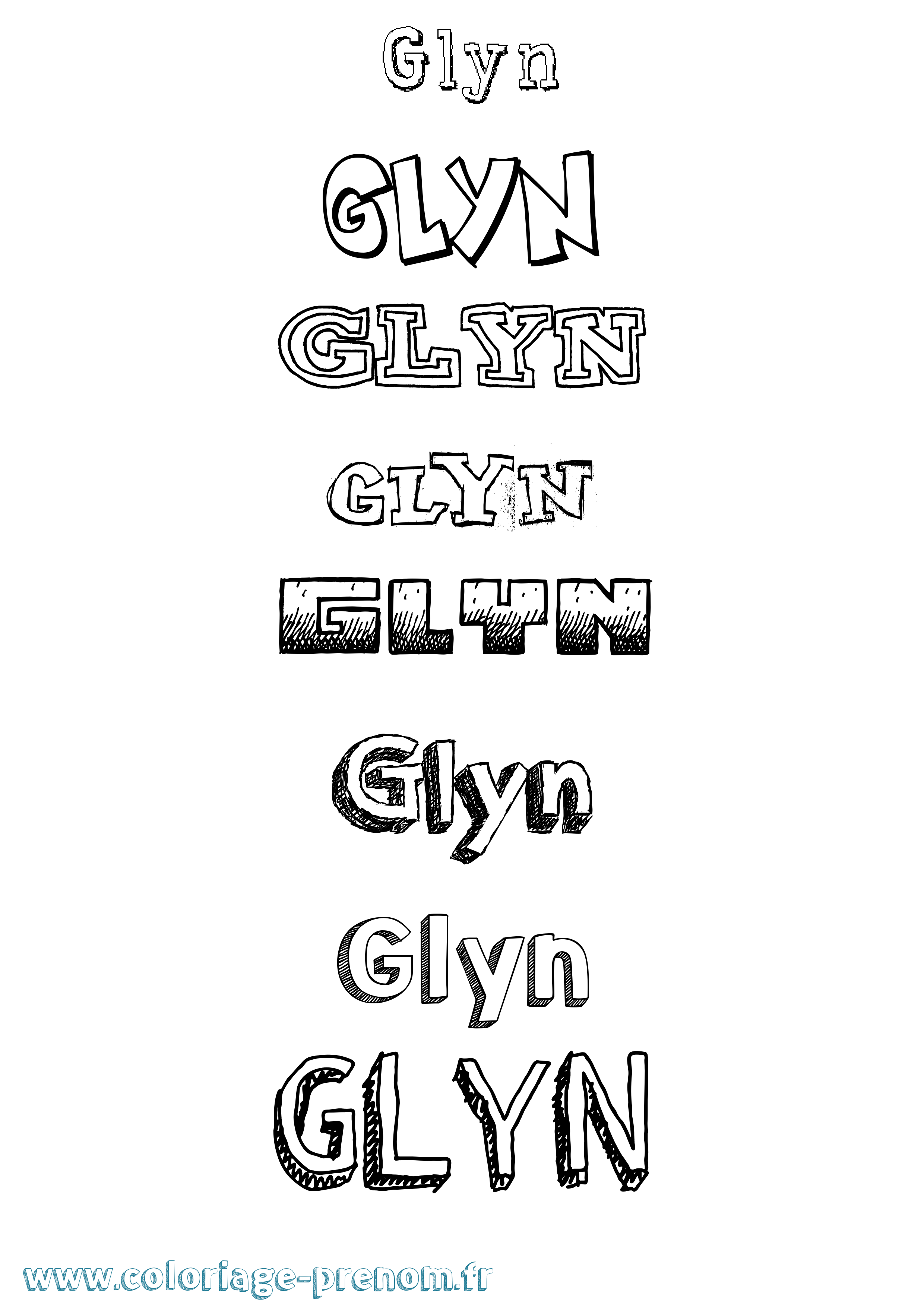 Coloriage Glyn Dessiné Coloriage prénom Glyn Dessiné