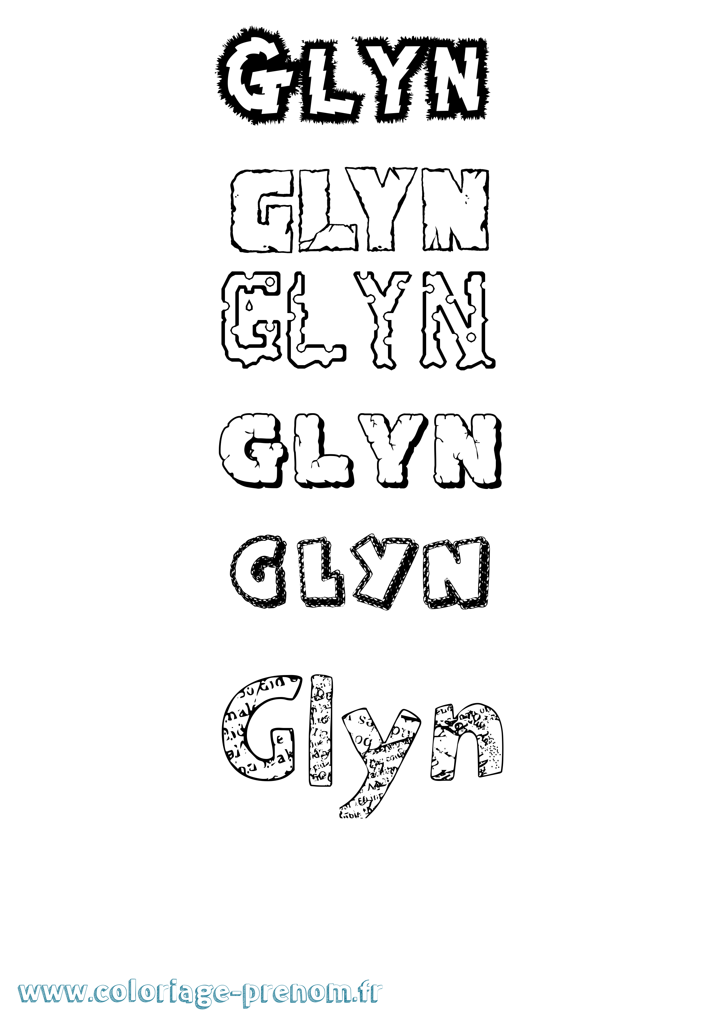 Coloriage Glyn Destructuré Coloriage prénom Glyn Destructuré