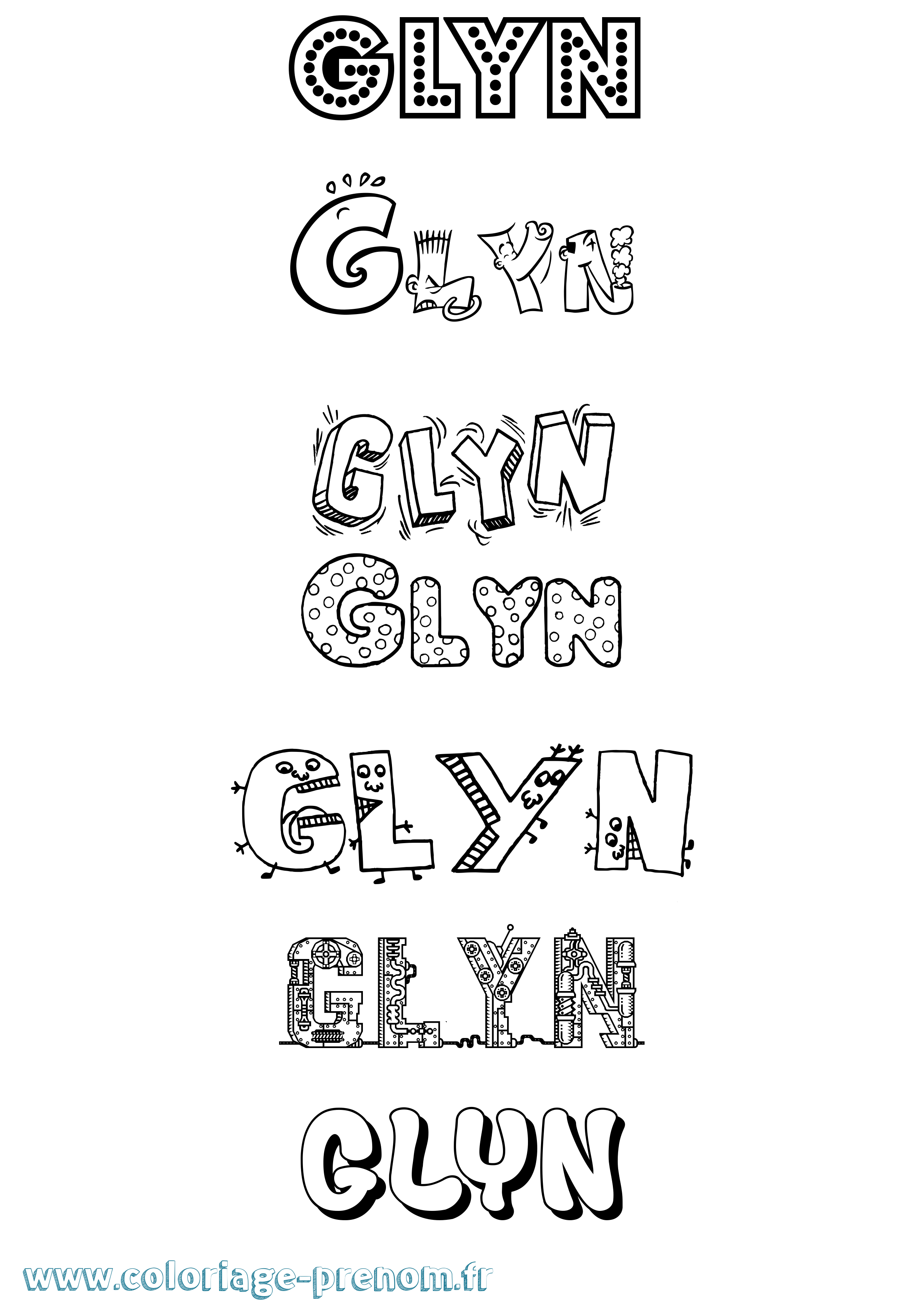 Coloriage Glyn Fun Coloriage prénom Glyn Fun