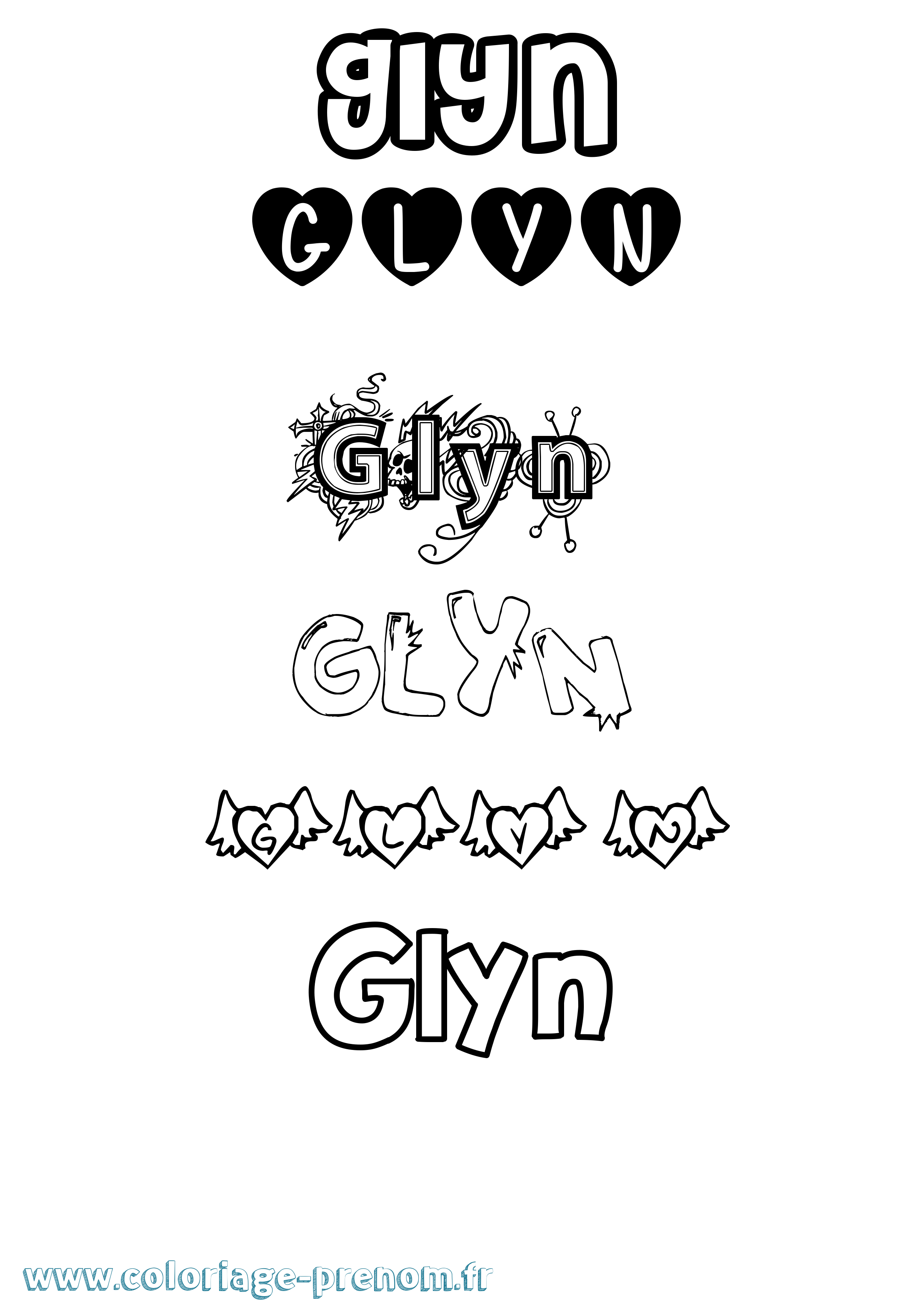 Coloriage Glyn Girly Coloriage prénom Glyn Girly