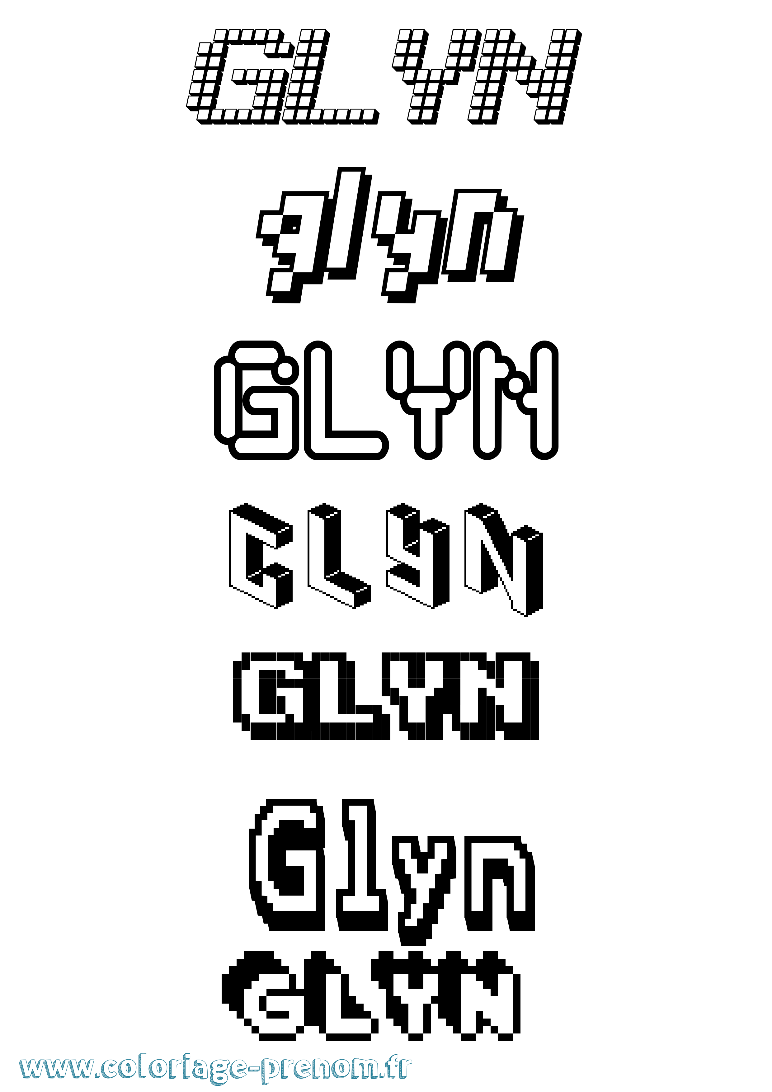 Coloriage Glyn Pixel Coloriage prénom Glyn Pixel