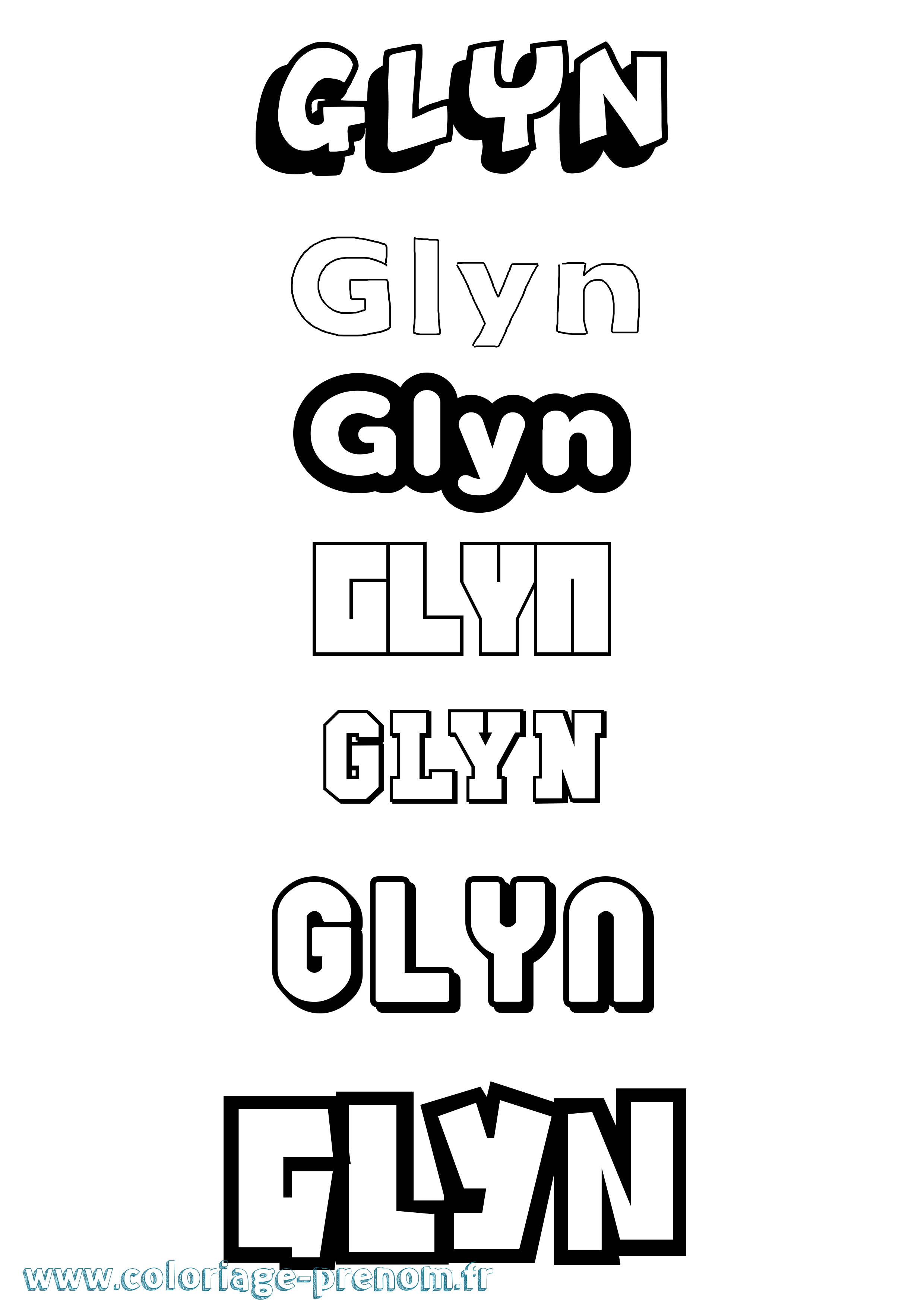 Coloriage Glyn Simple Coloriage prénom Glyn Simple