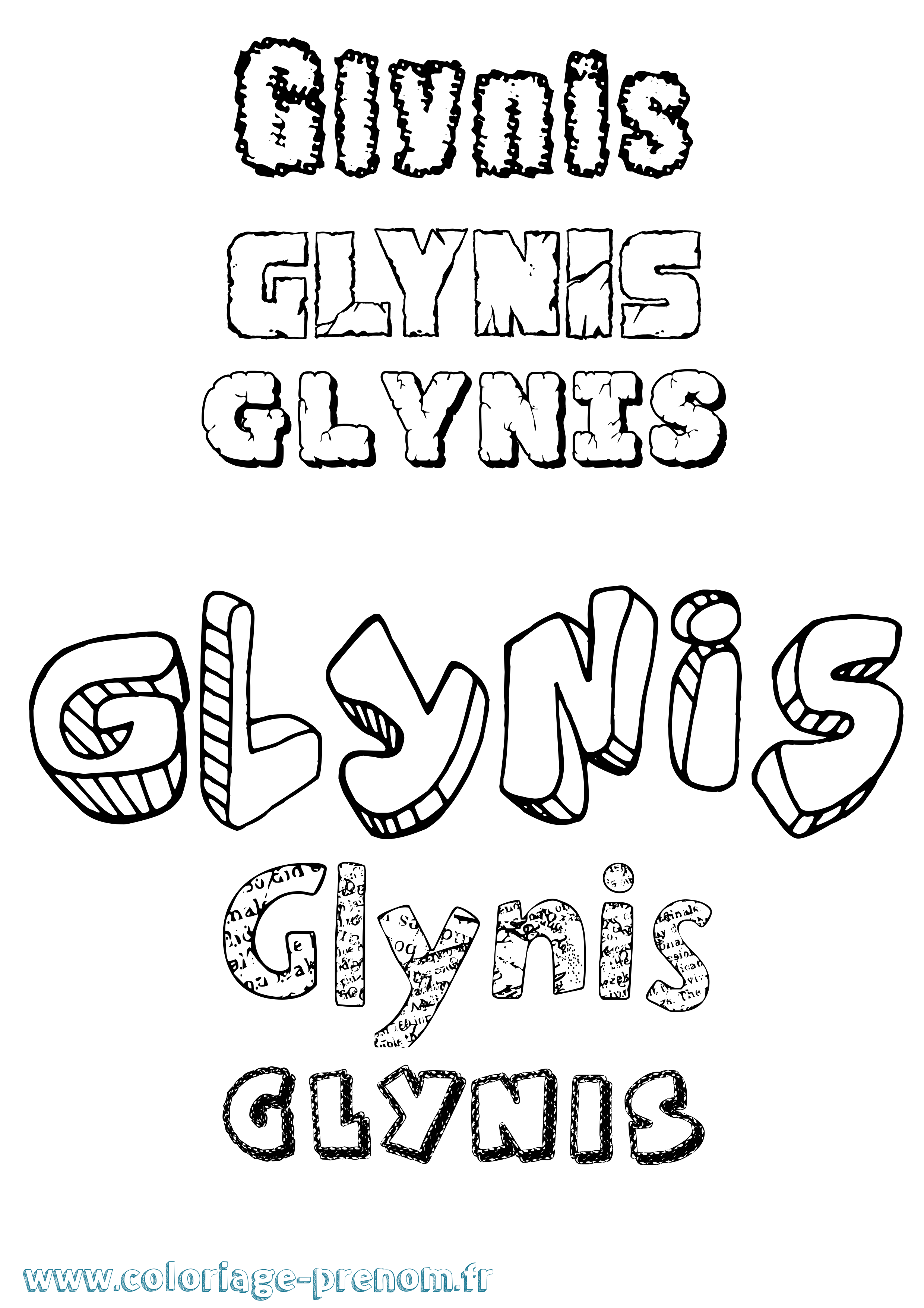 Coloriage Glynis Destructuré Coloriage prénom Glynis Destructuré