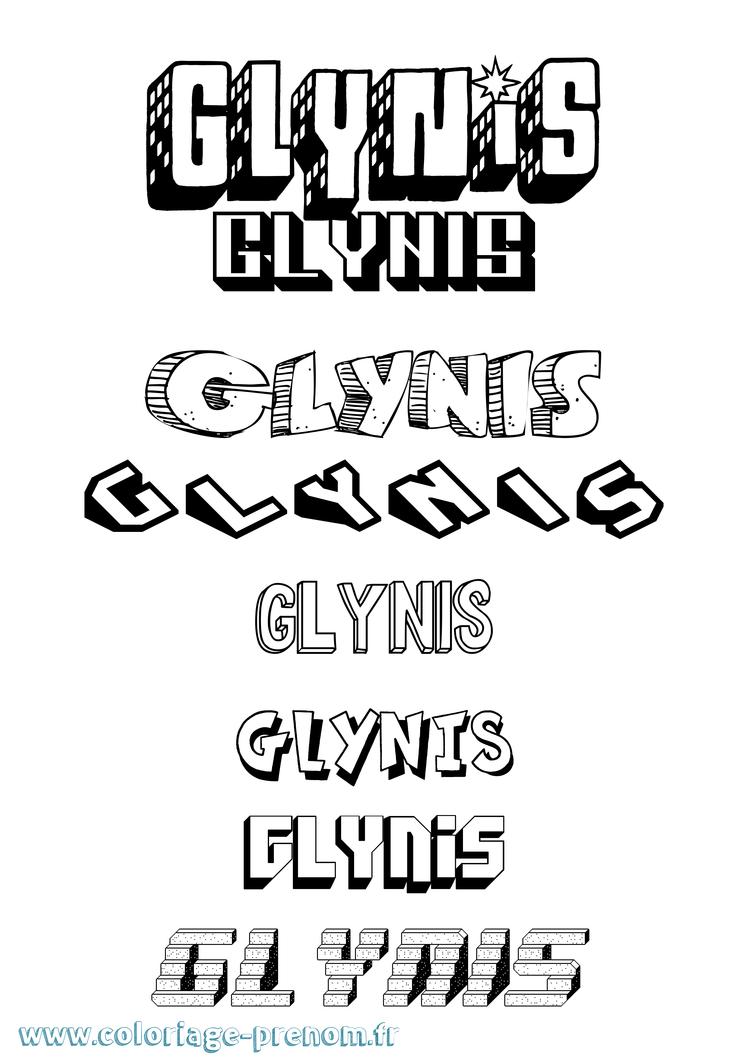 Coloriage Glynis Effet 3D Coloriage prénom Glynis Effet 3D