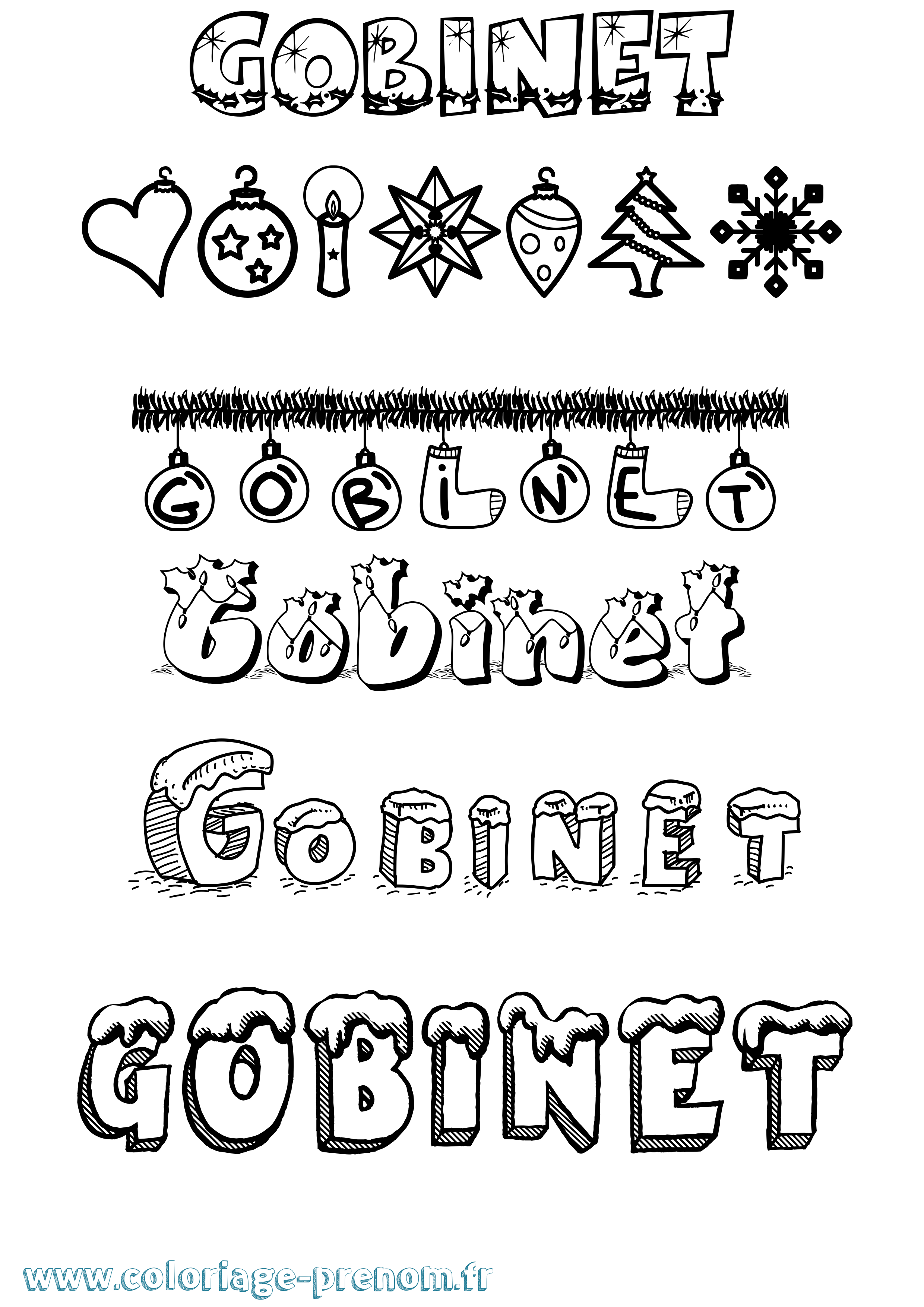 Coloriage Gobinet Noël Coloriage prénom Gobinet Noël