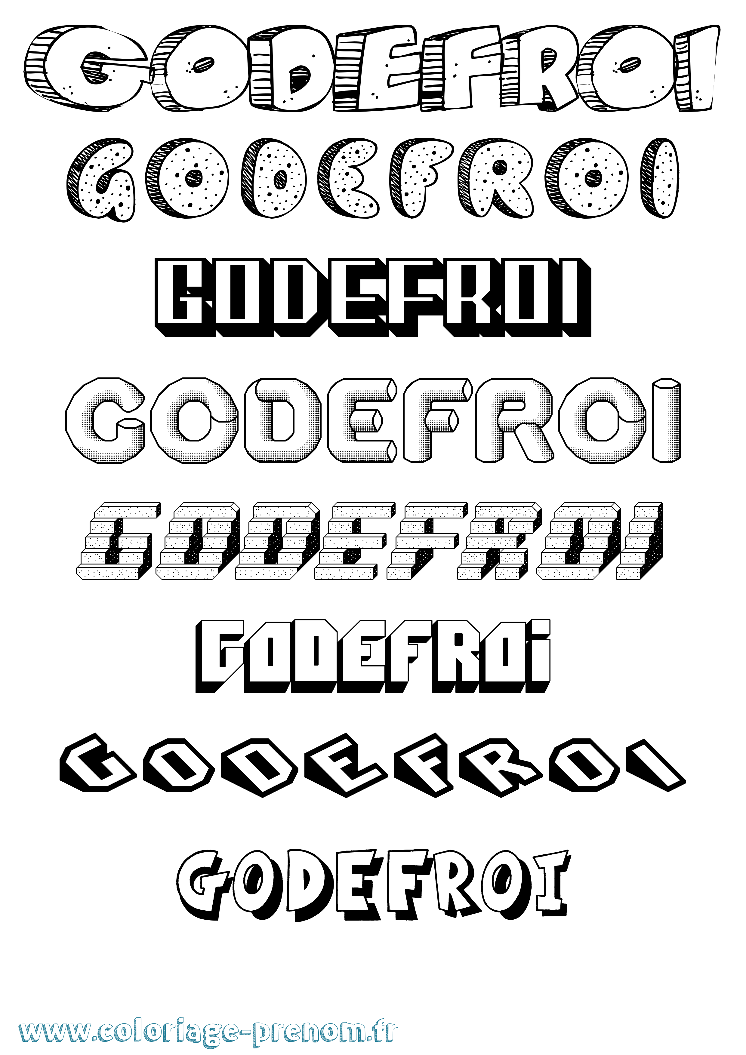Coloriage Godefroi Effet 3D Coloriage prénom Godefroi Effet 3D