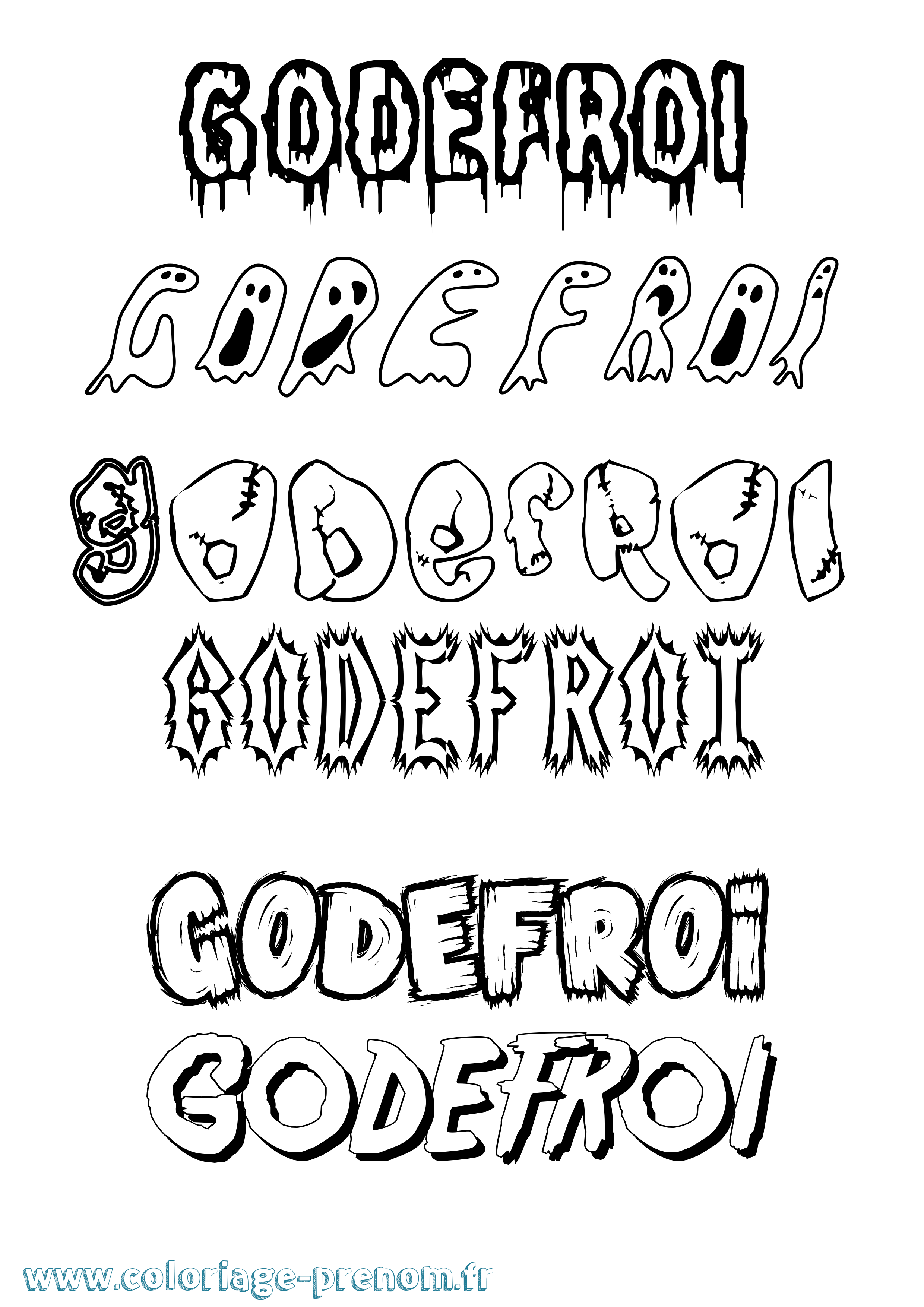 Coloriage Godefroi Frisson Coloriage prénom Godefroi Frisson