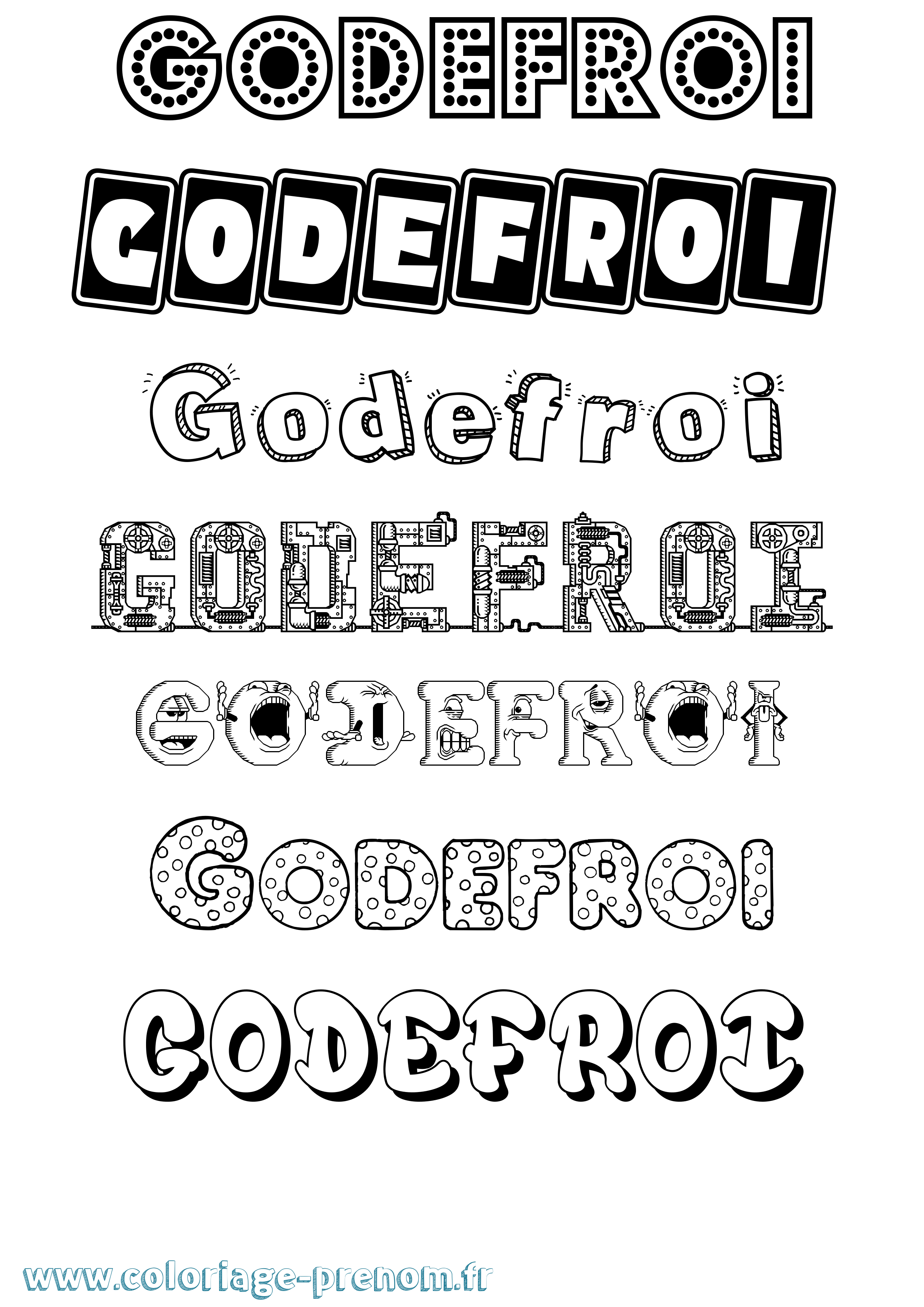 Coloriage Godefroi Fun Coloriage prénom Godefroi Fun