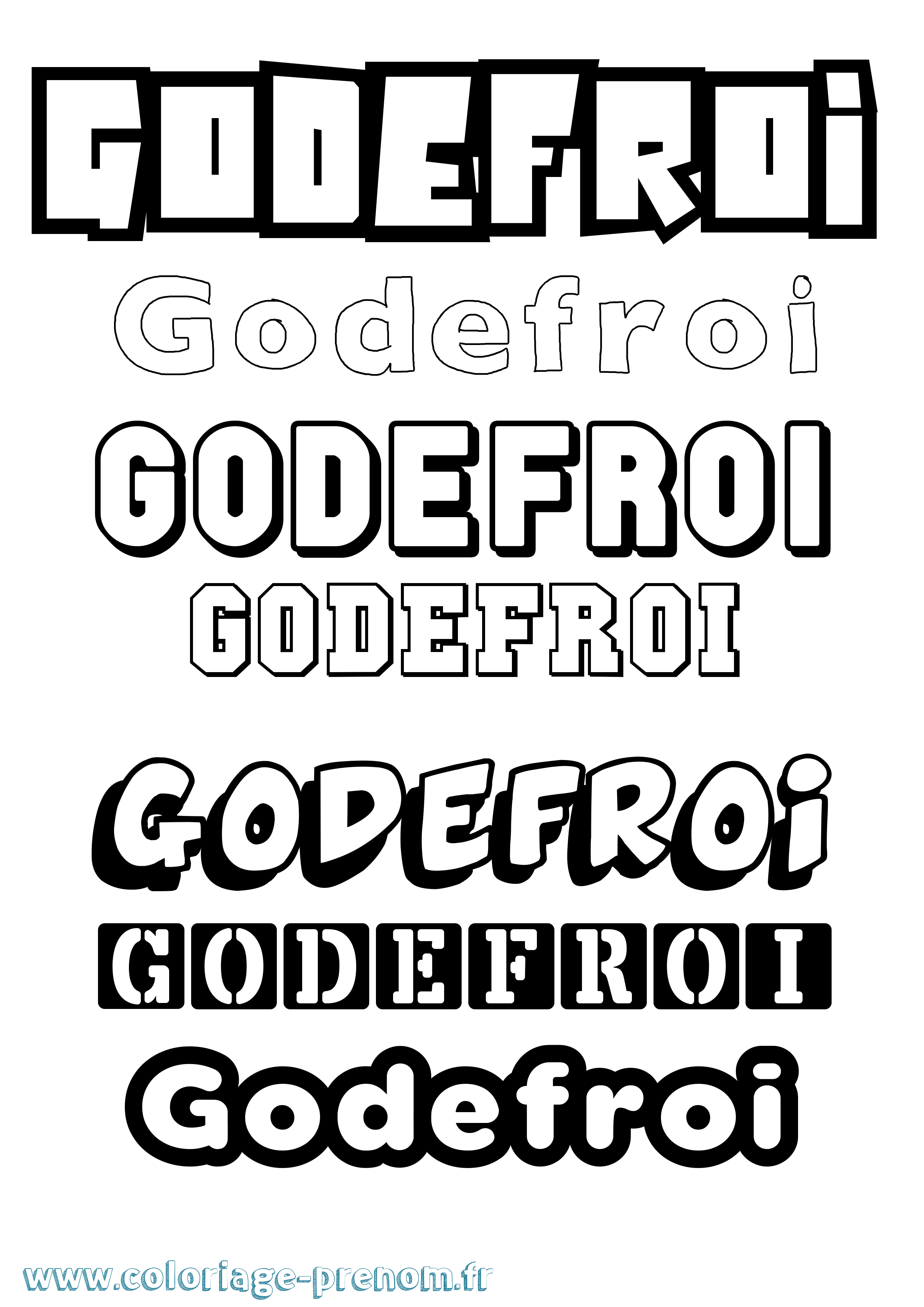 Coloriage Godefroi Simple Coloriage prénom Godefroi Simple