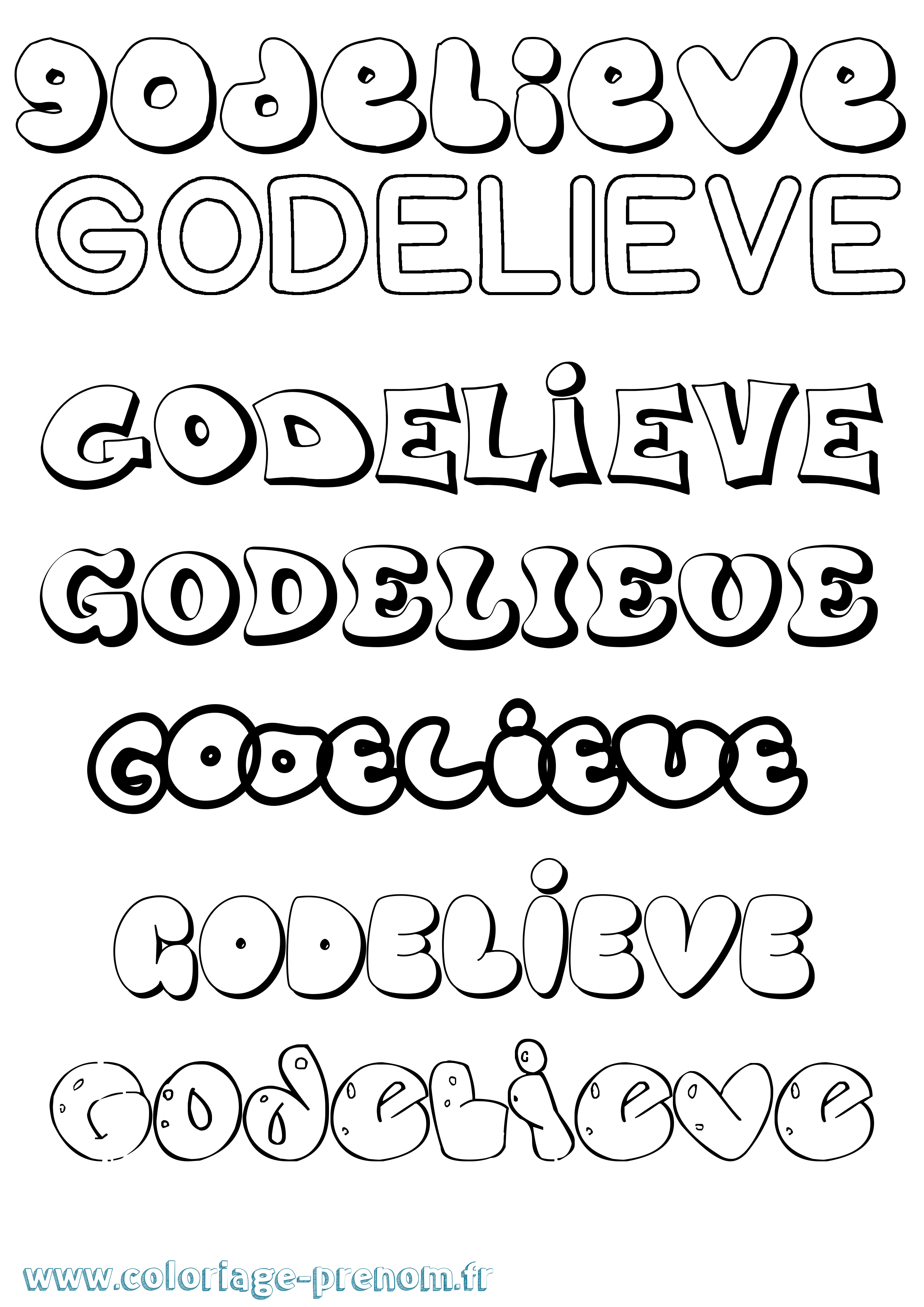 Coloriage Godelieve Bubble Coloriage prénom Godelieve Bubble