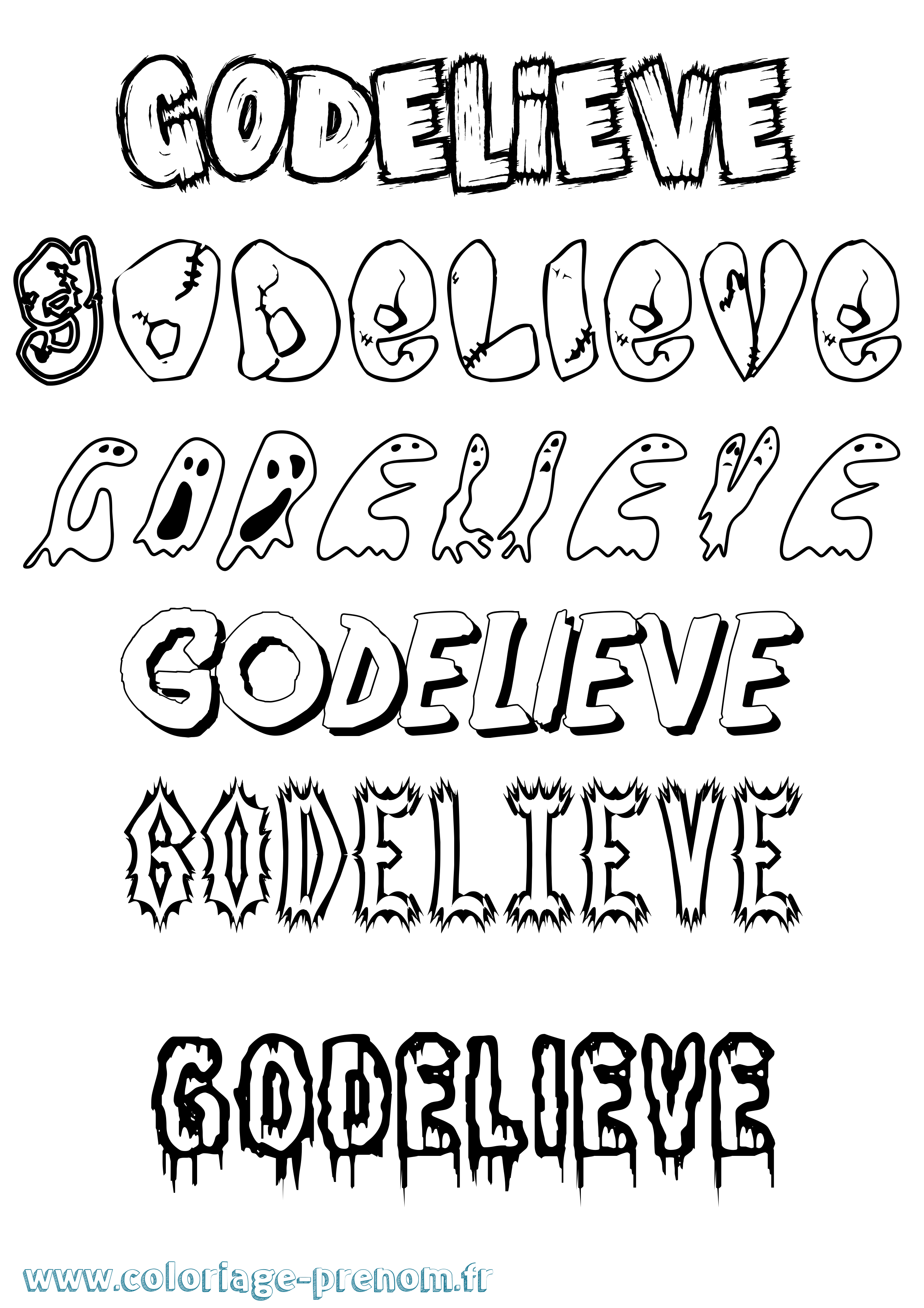Coloriage Godelieve Frisson Coloriage prénom Godelieve Frisson