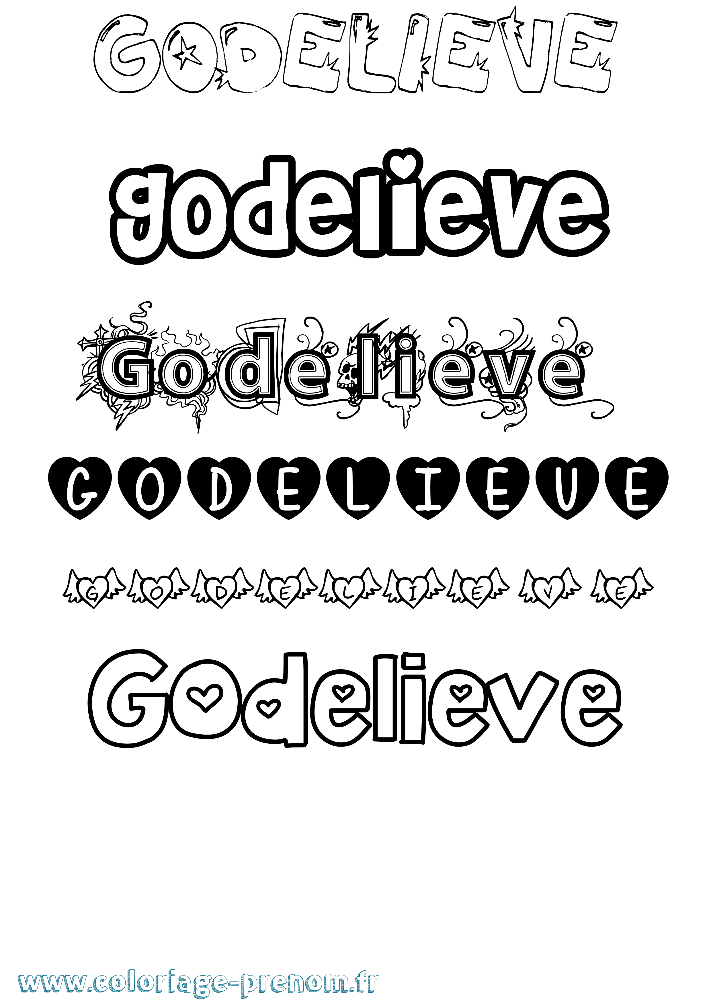 Coloriage Godelieve Girly Coloriage prénom Godelieve Girly