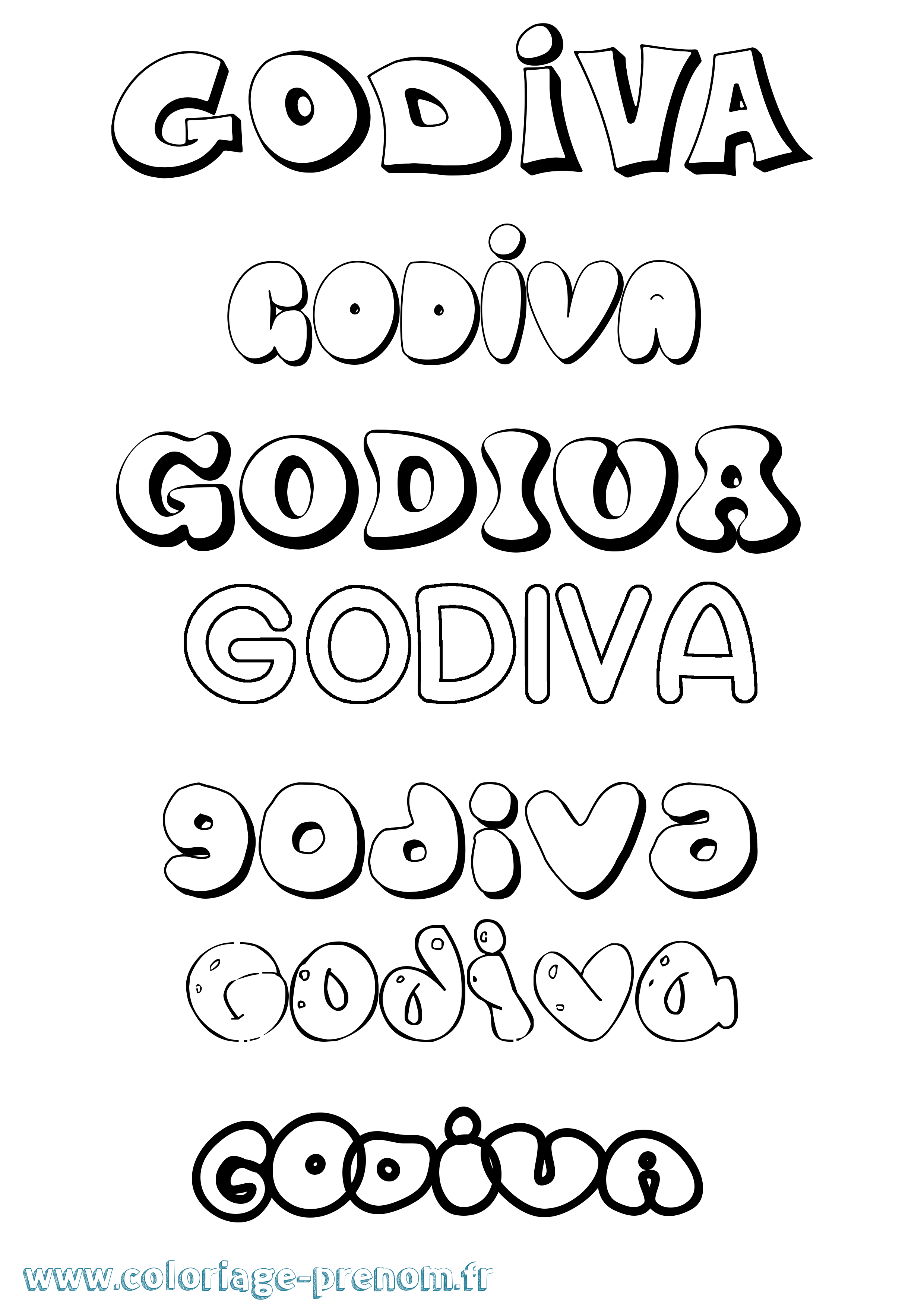 Coloriage Godiva Bubble Coloriage prénom Godiva Bubble