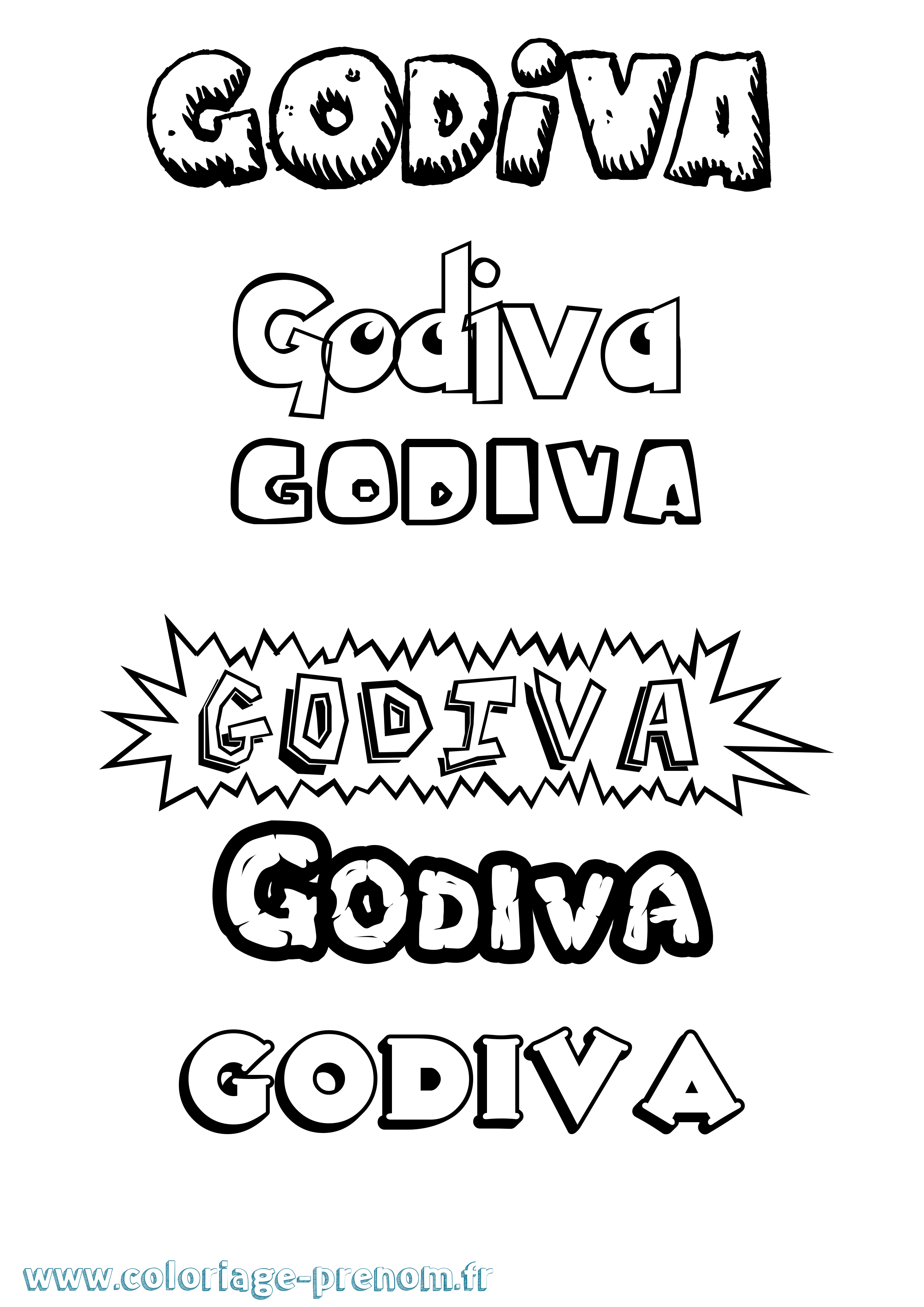 Coloriage Godiva Dessin Animé Coloriage prénom Godiva Dessin Animé