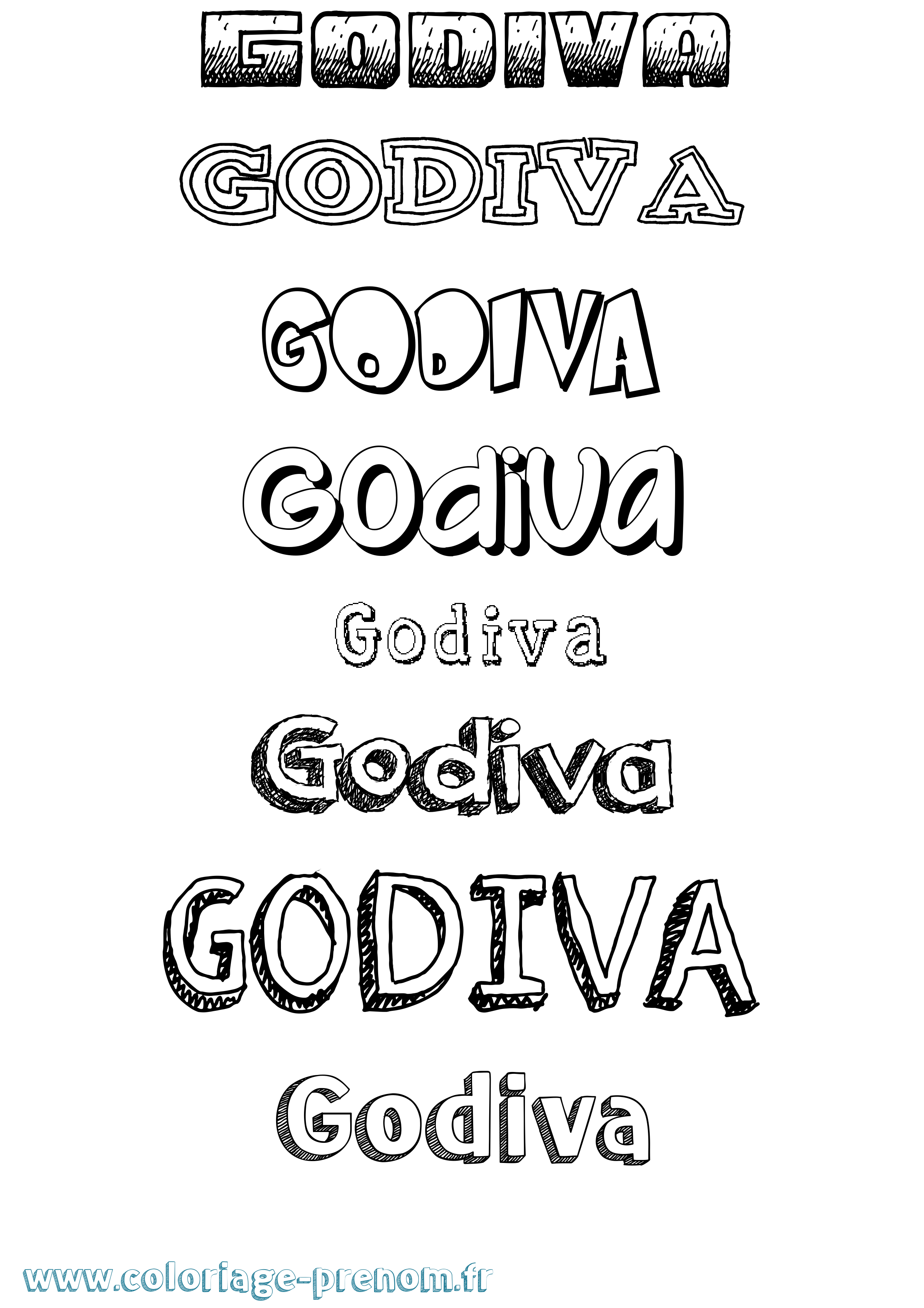Coloriage Godiva Dessiné Coloriage prénom Godiva Dessiné