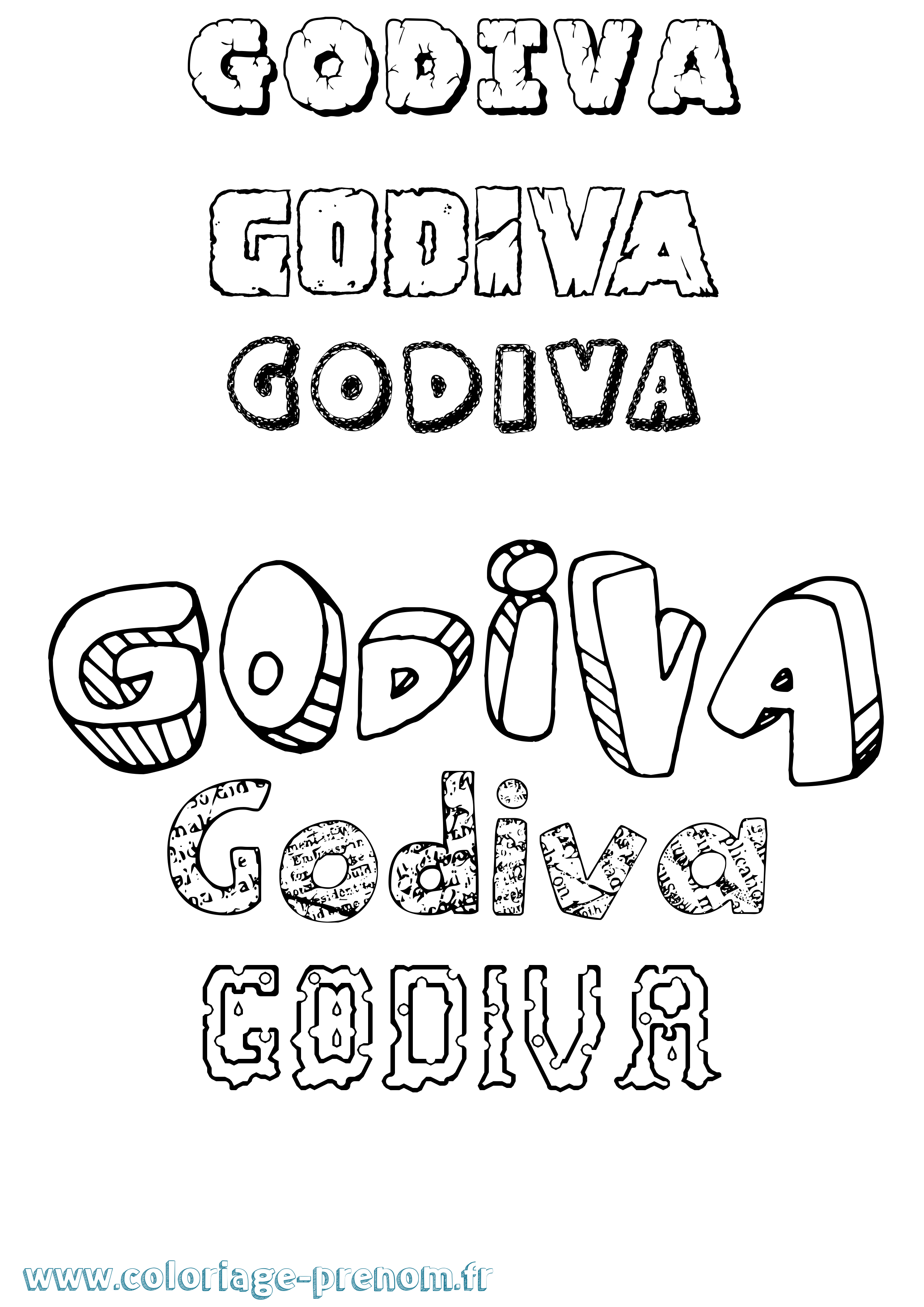 Coloriage Godiva Destructuré Coloriage prénom Godiva Destructuré