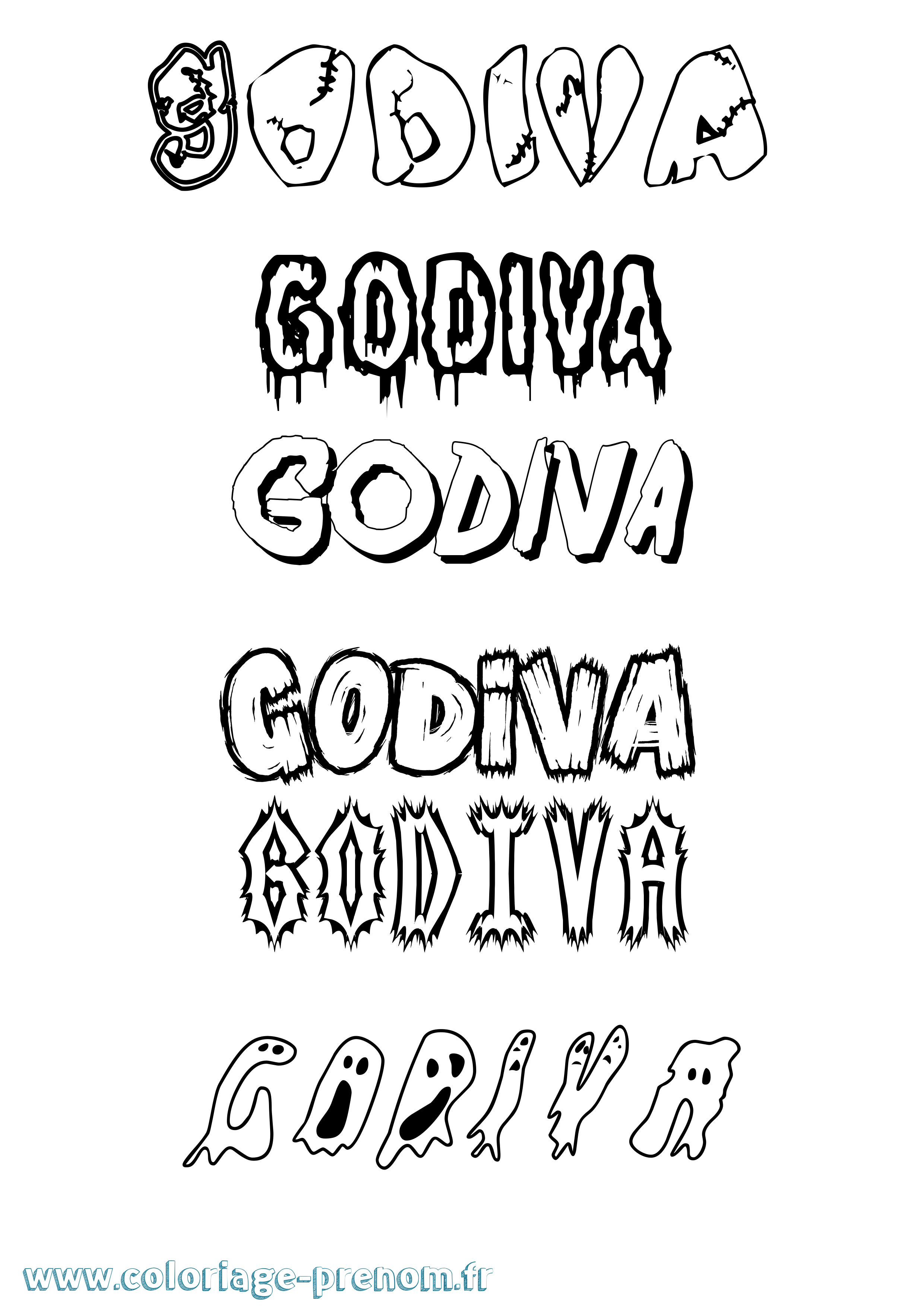 Coloriage Godiva Frisson Coloriage prénom Godiva Frisson