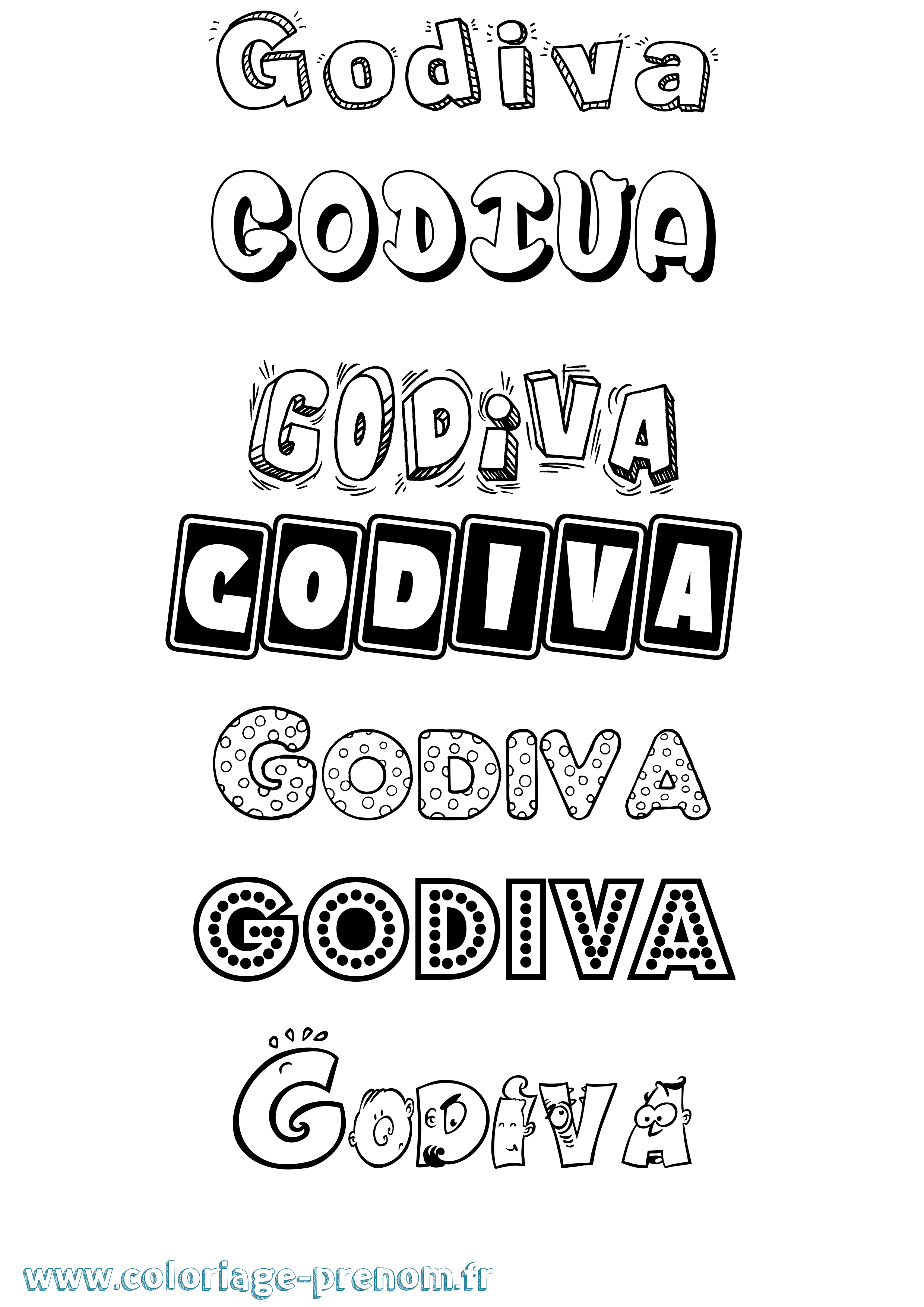 Coloriage Godiva Fun Coloriage prénom Godiva Fun