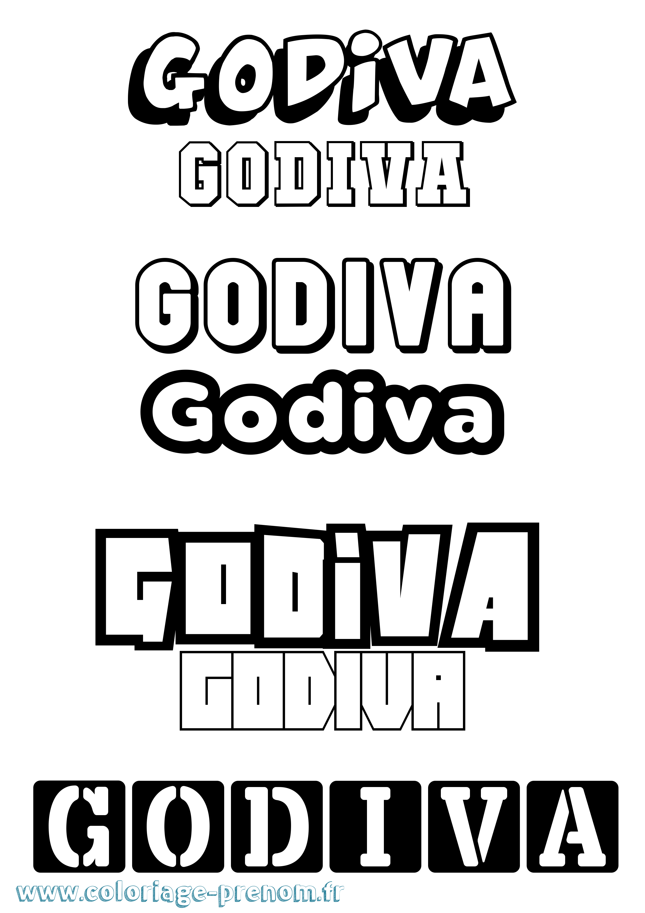 Coloriage Godiva Simple Coloriage prénom Godiva Simple