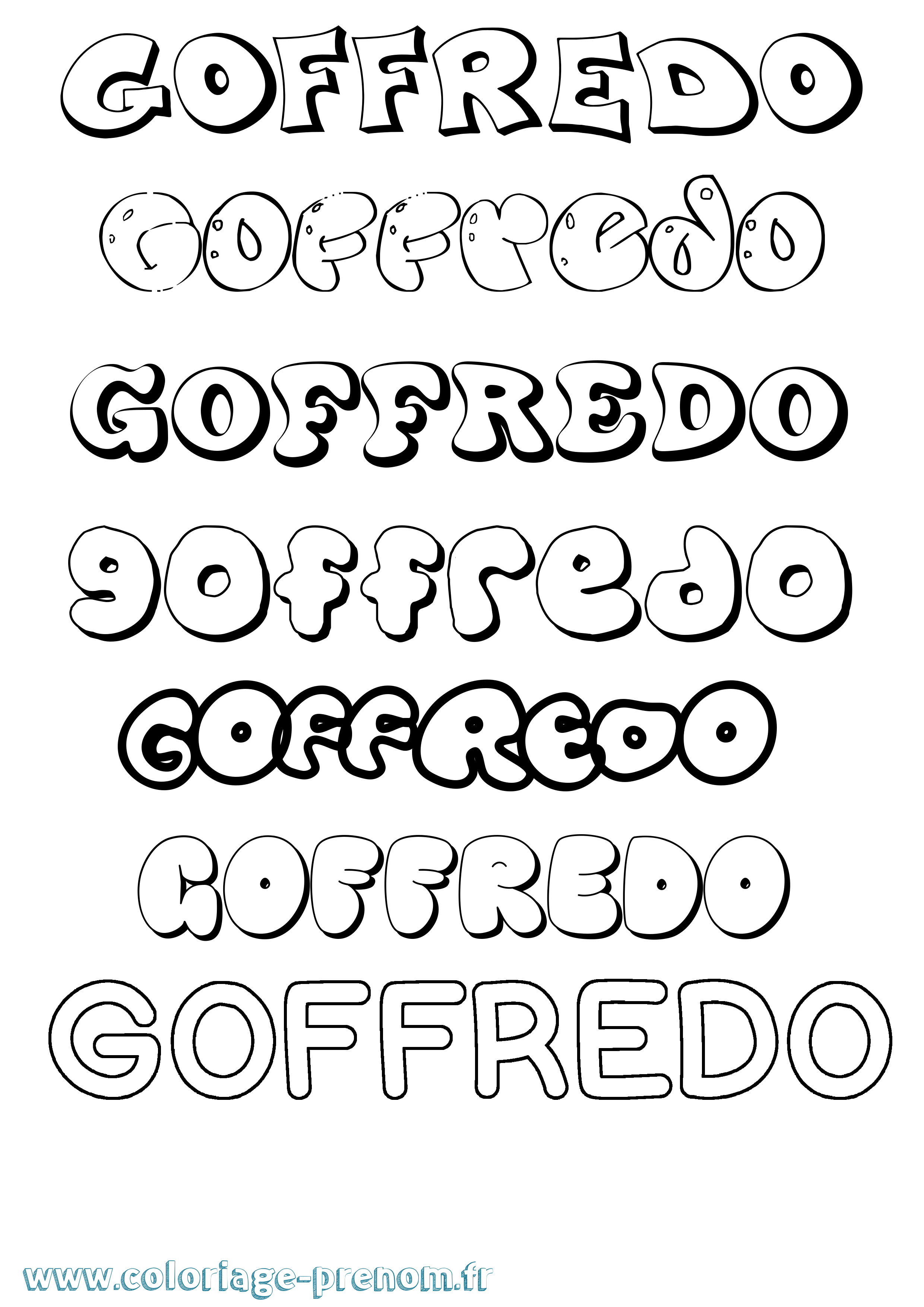 Coloriage Goffredo Bubble Coloriage prénom Goffredo Bubble
