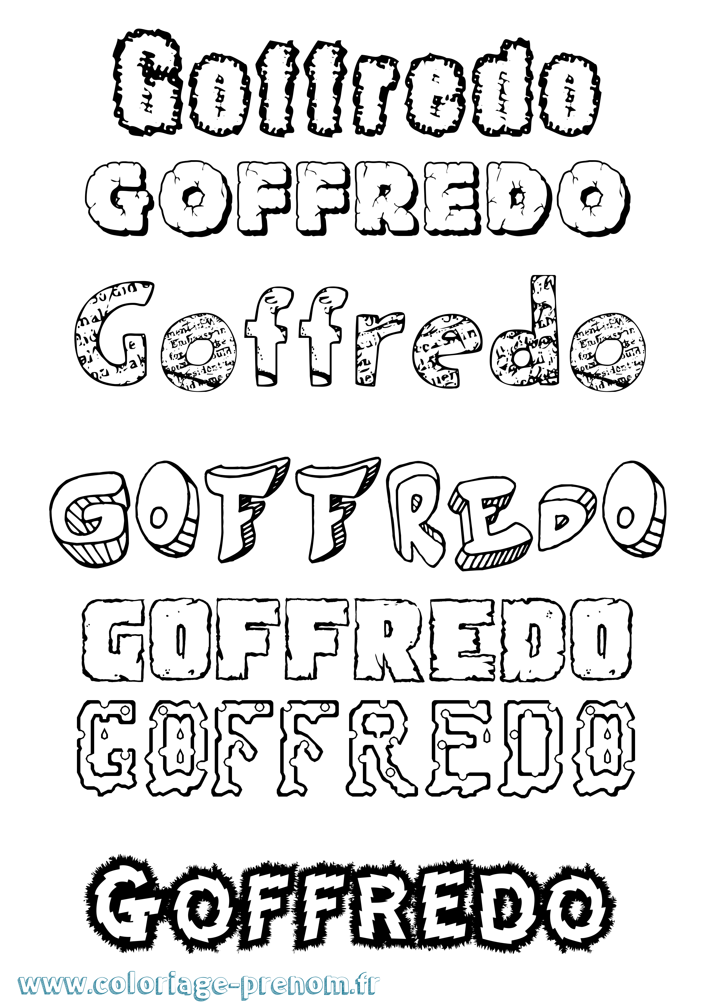 Coloriage Goffredo Destructuré Coloriage prénom Goffredo Destructuré