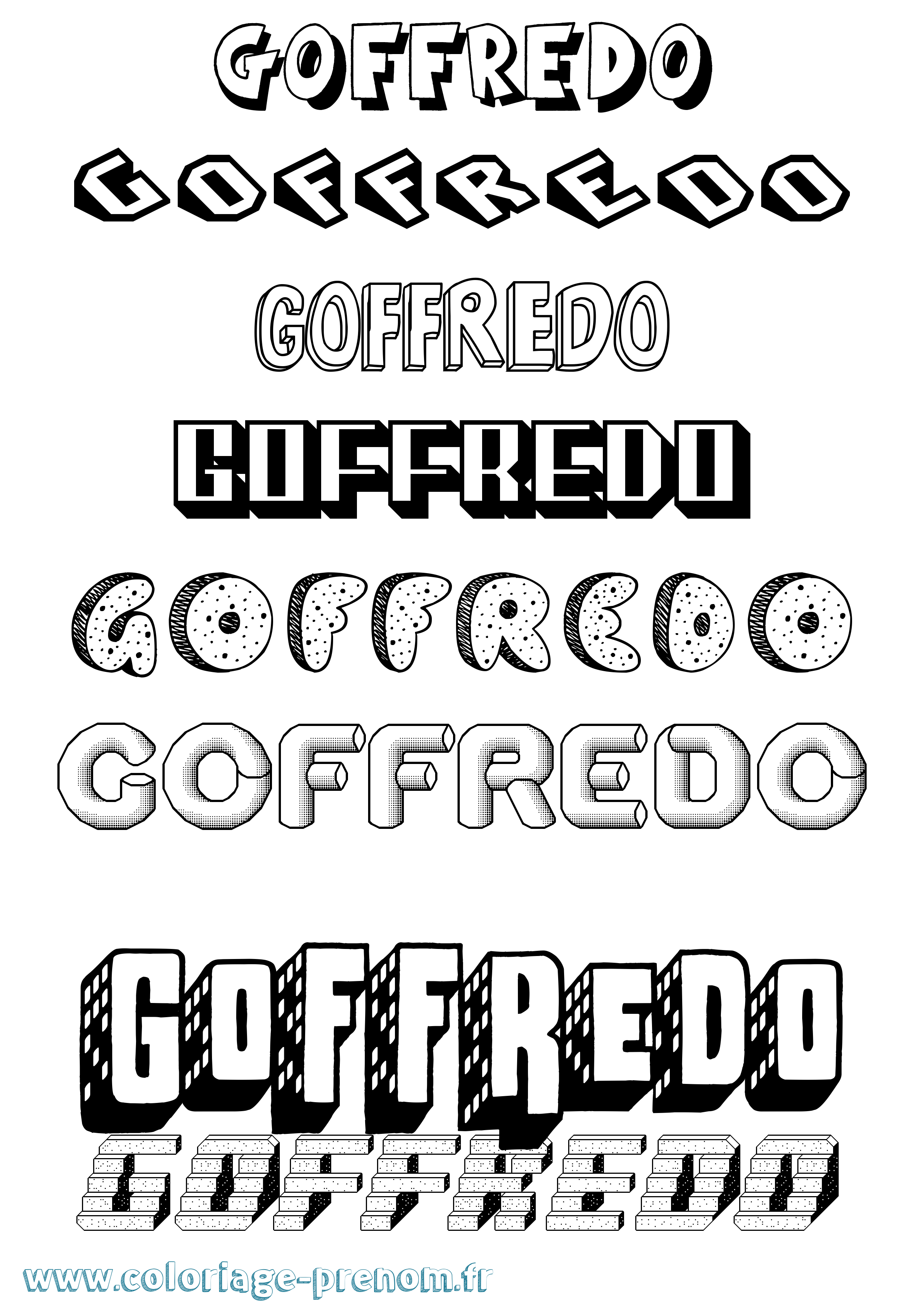 Coloriage Goffredo Effet 3D Coloriage prénom Goffredo Effet 3D