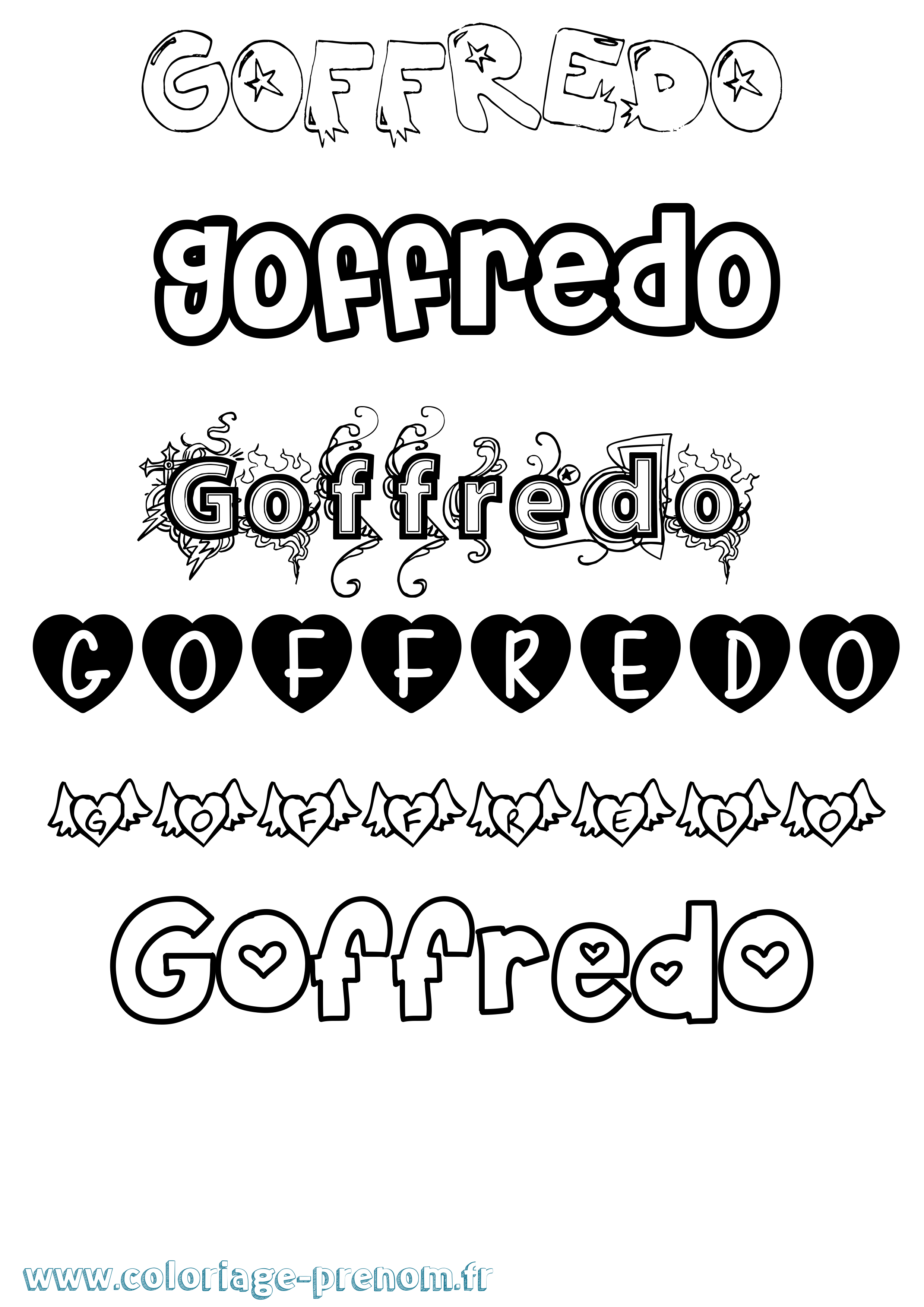 Coloriage Goffredo Girly Coloriage prénom Goffredo Girly