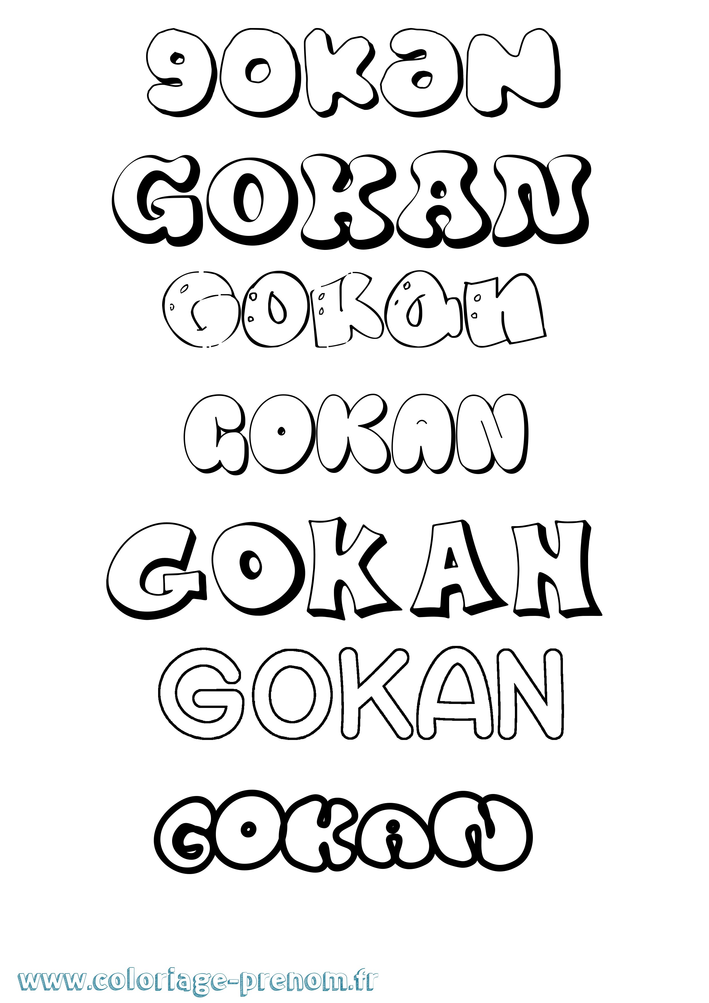Coloriage Gokan Bubble Coloriage prénom Gokan Bubble