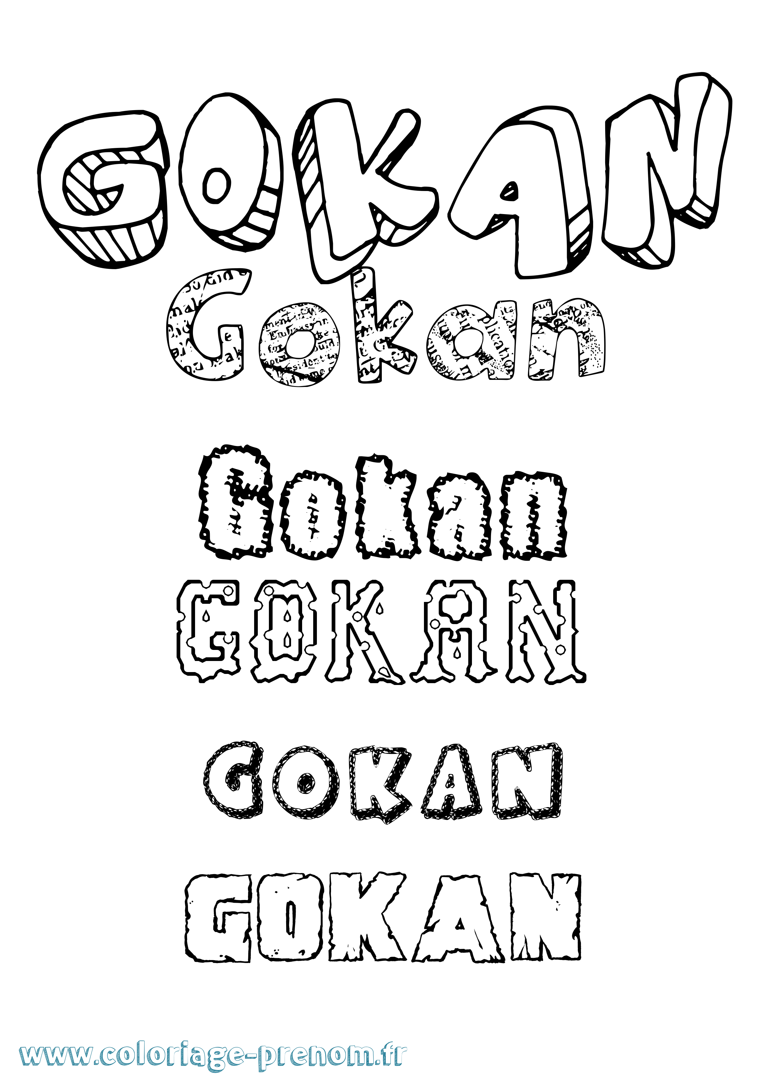 Coloriage Gokan Destructuré Coloriage prénom Gokan Destructuré