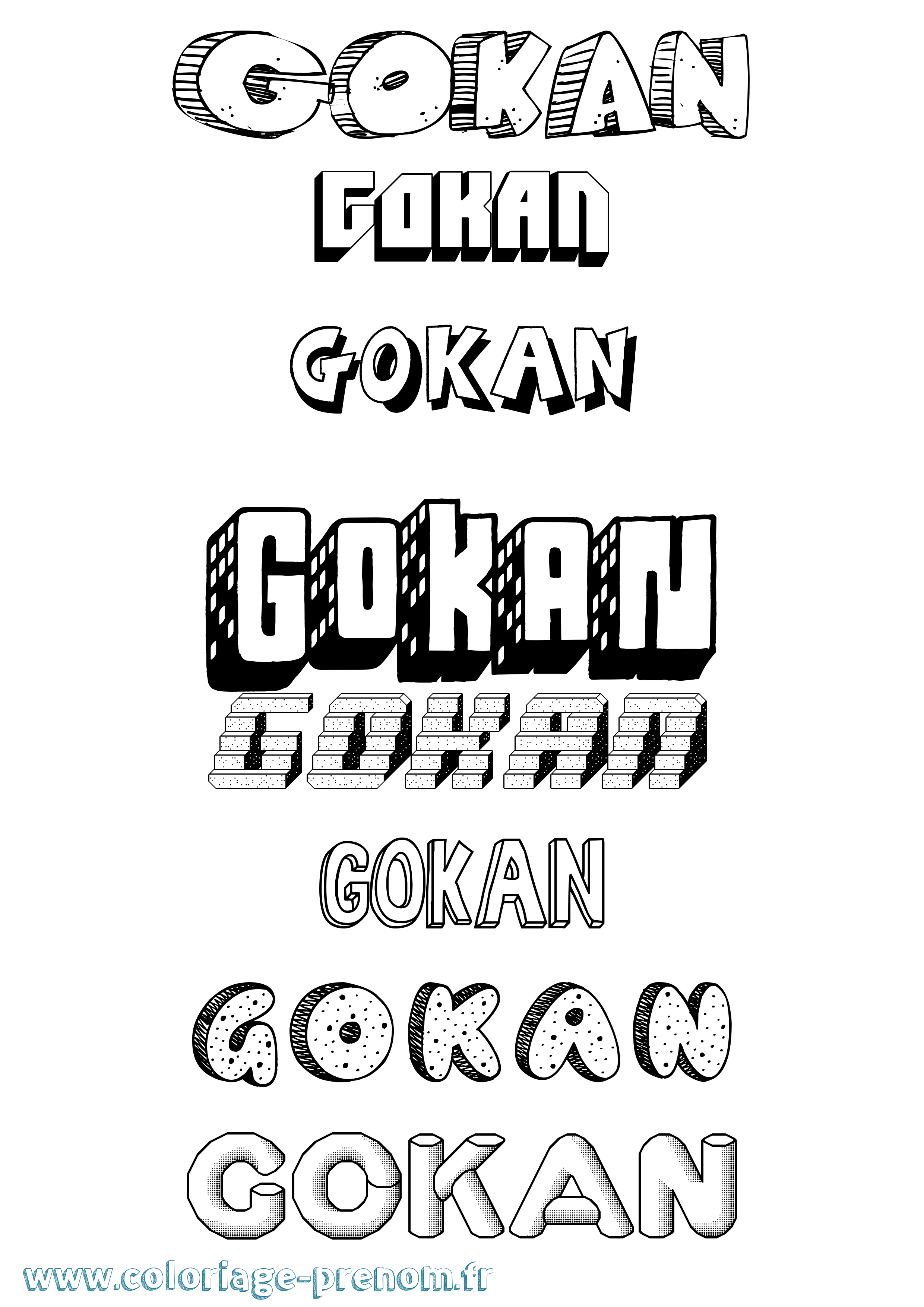 Coloriage Gokan Effet 3D Coloriage prénom Gokan Effet 3D