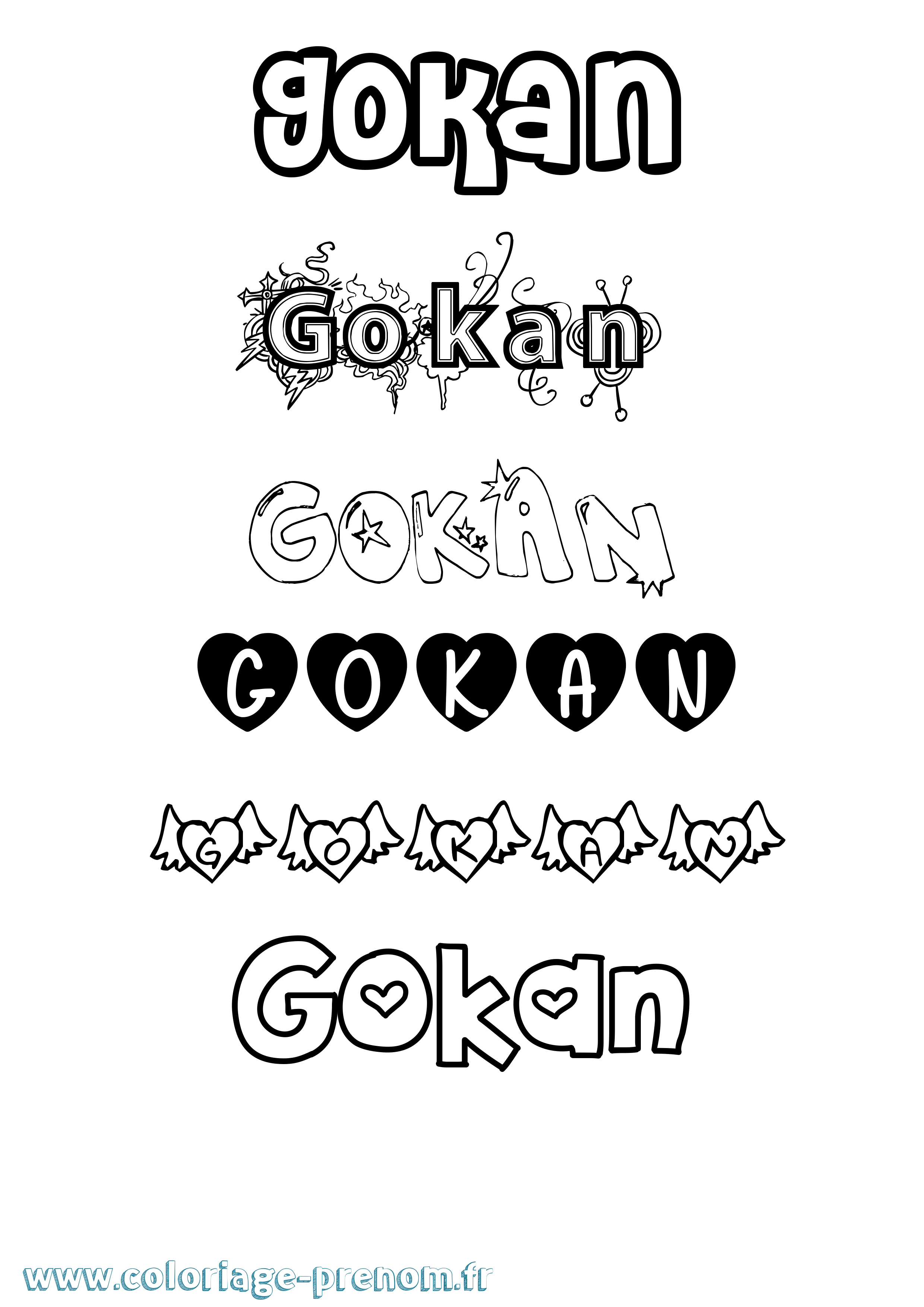 Coloriage Gokan Girly Coloriage prénom Gokan Girly