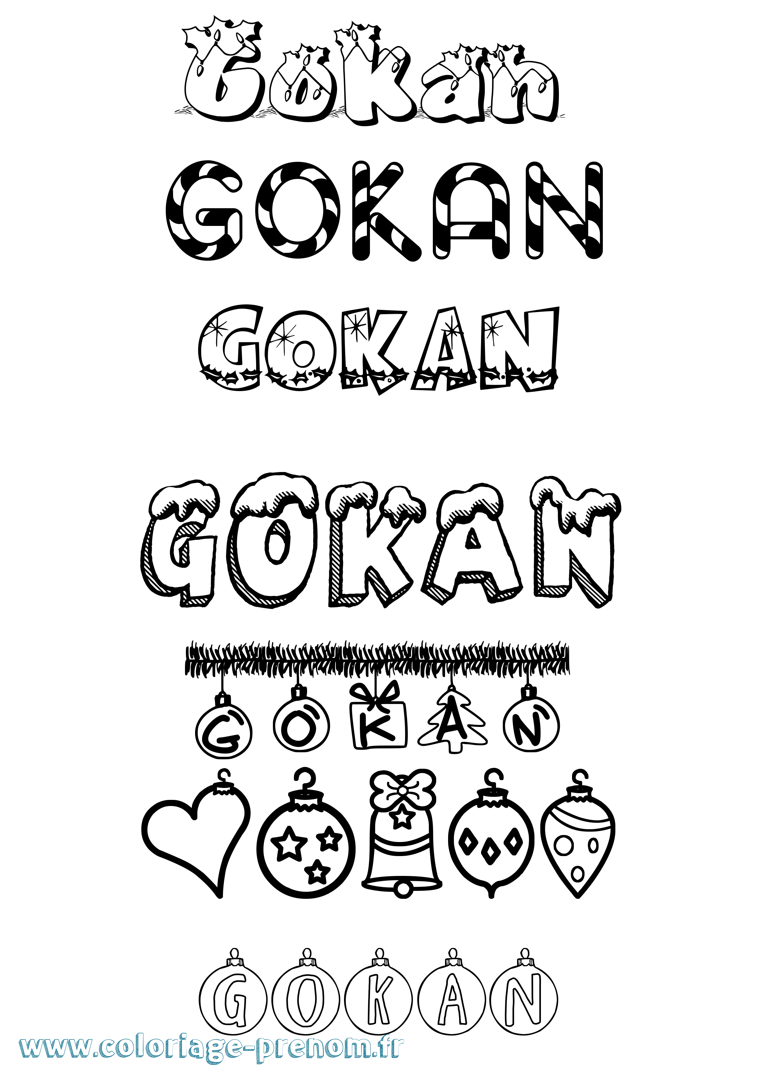 Coloriage Gokan Noël Coloriage prénom Gokan Noël