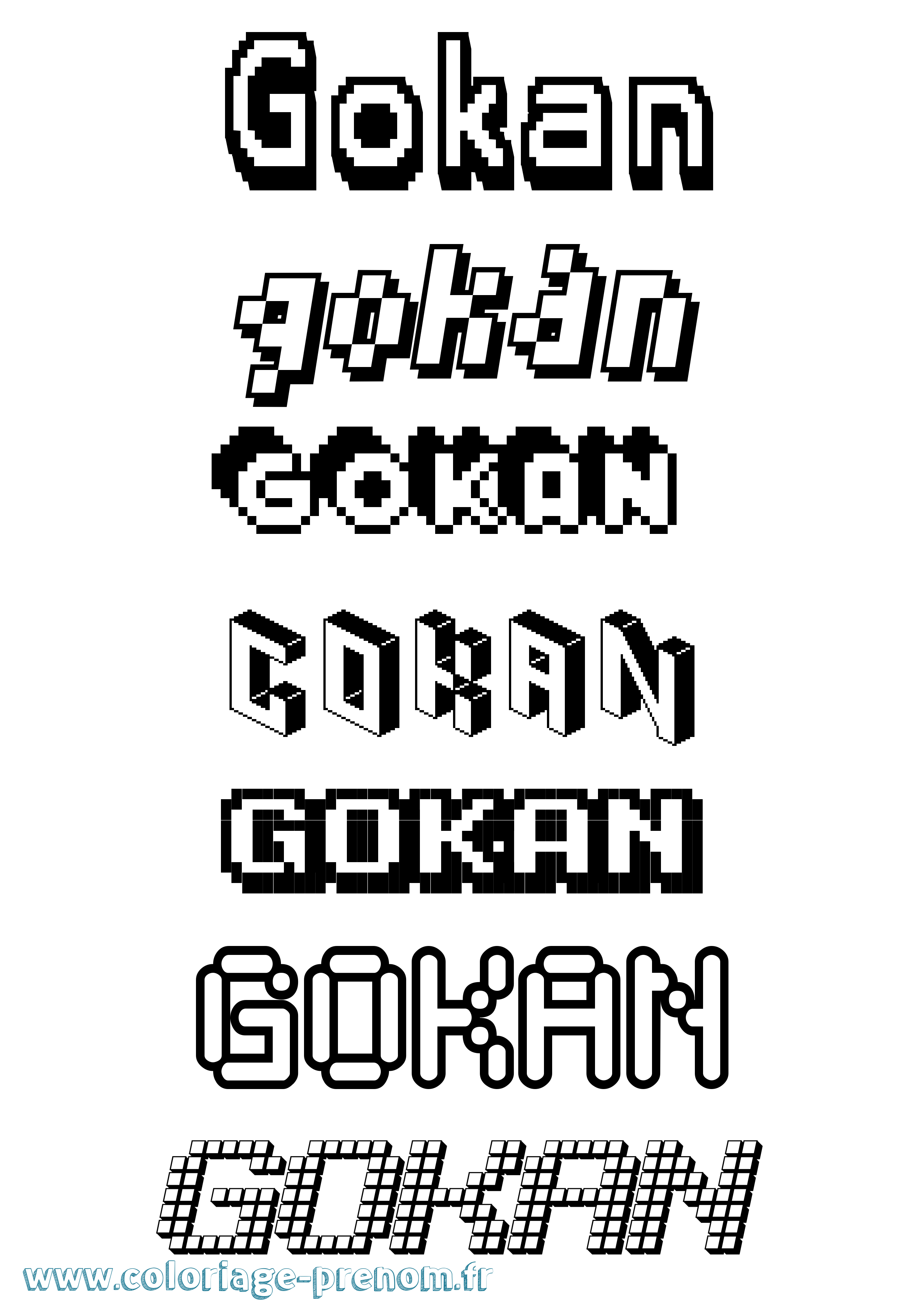 Coloriage Gokan Pixel Coloriage prénom Gokan Pixel