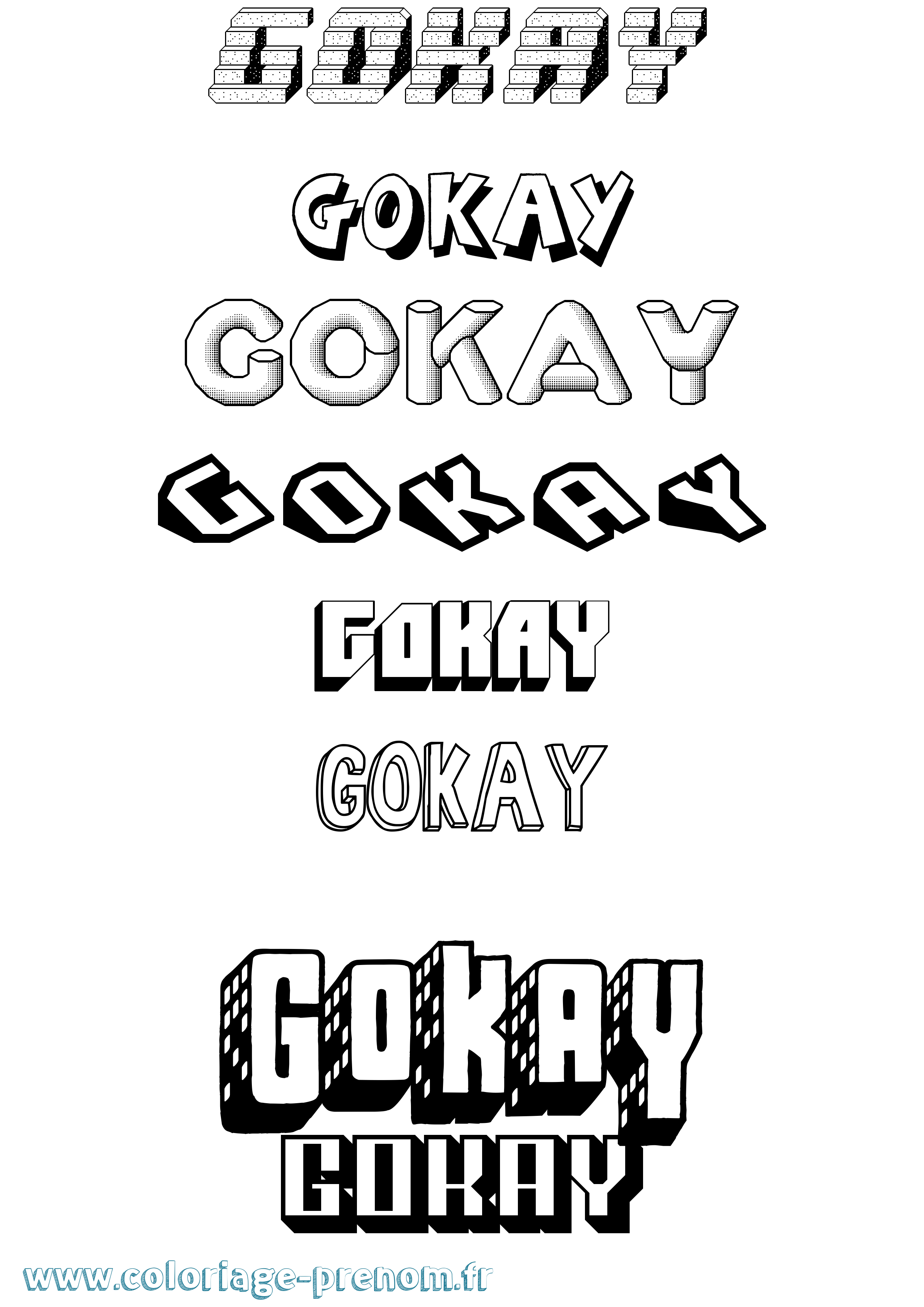 Coloriage Gokay Effet 3D Coloriage prénom Gokay Effet 3D