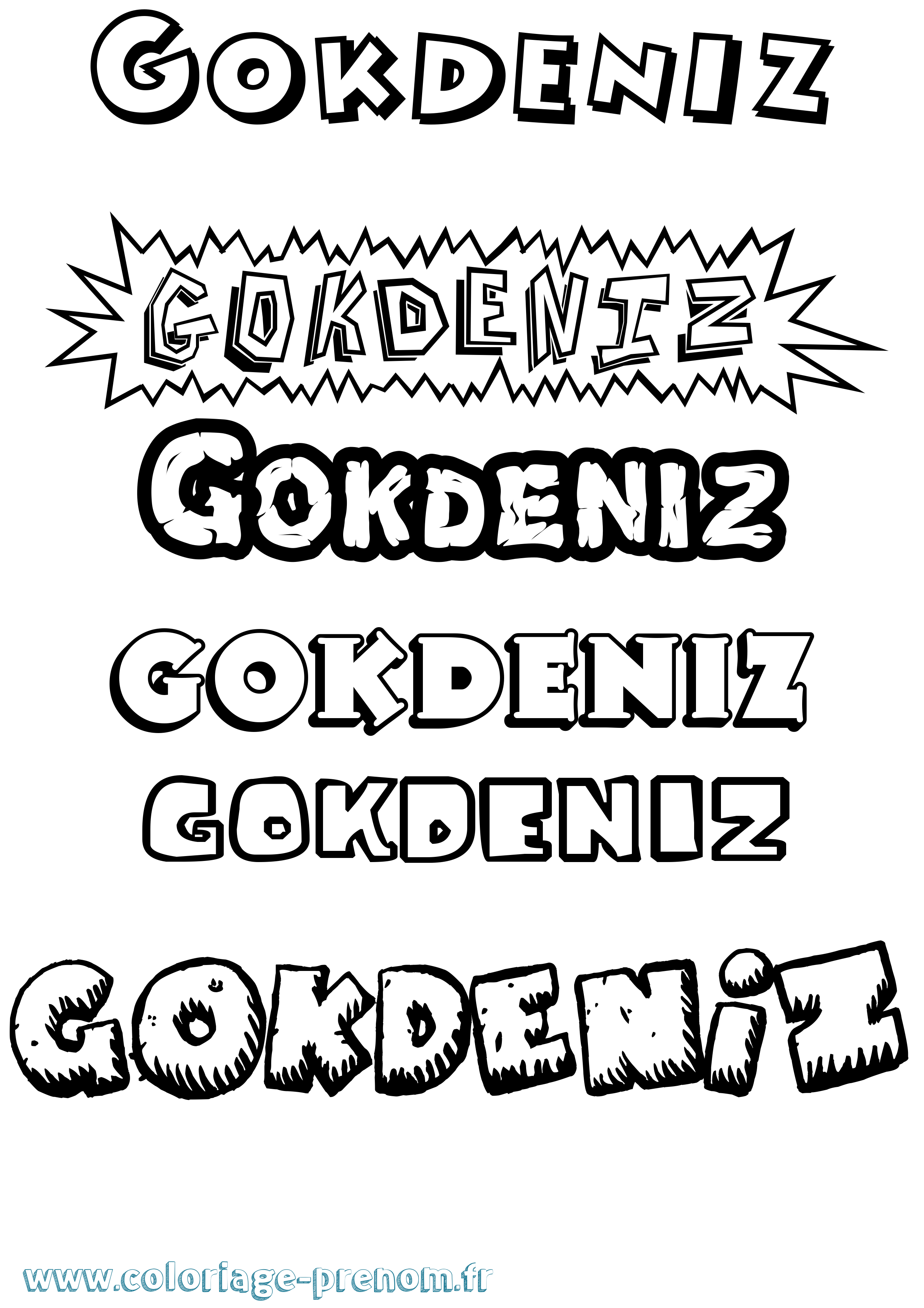 Coloriage Gokdeniz Dessin Animé Coloriage prénom Gokdeniz Dessin Animé