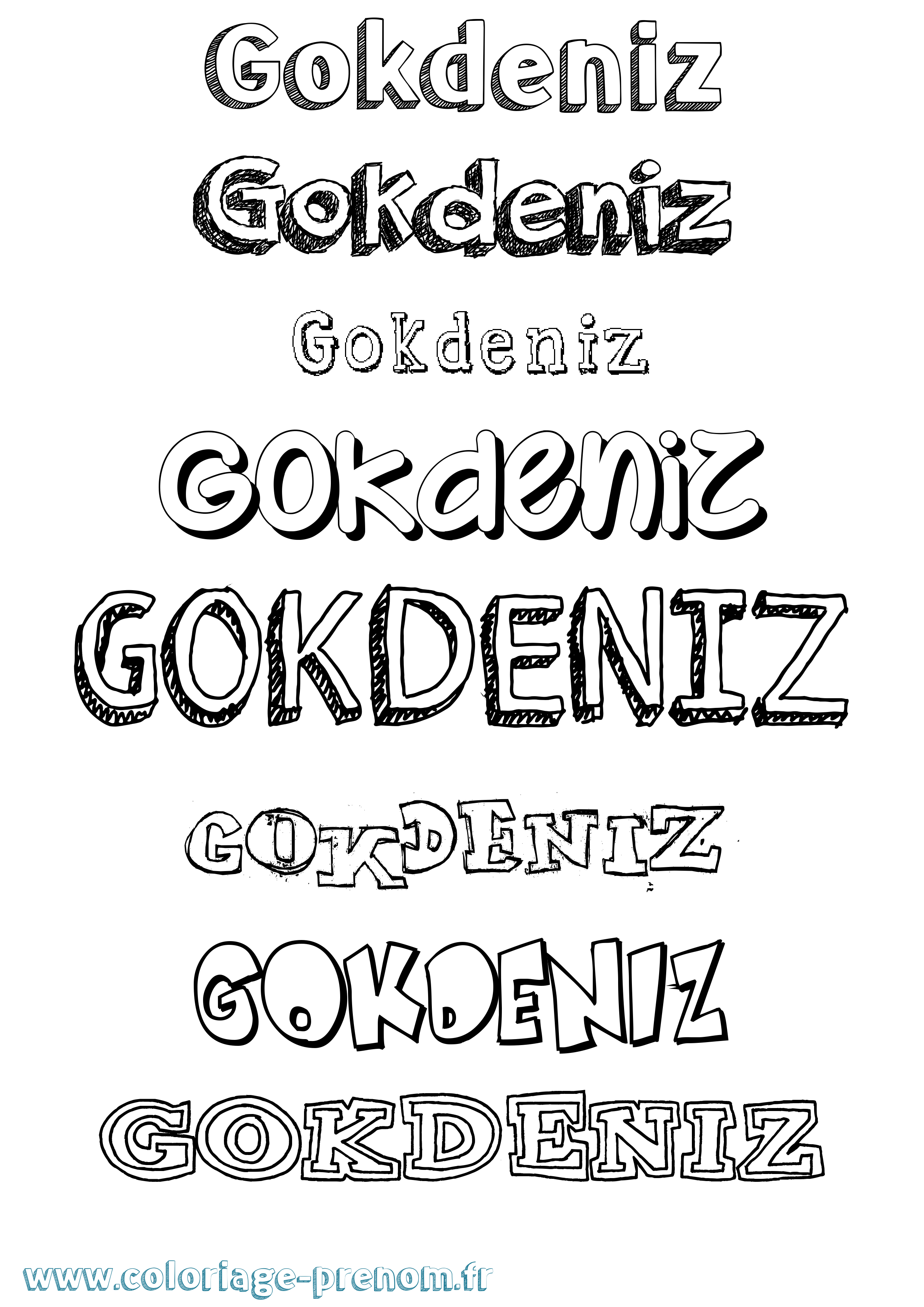 Coloriage Gokdeniz Dessiné Coloriage prénom Gokdeniz Dessiné