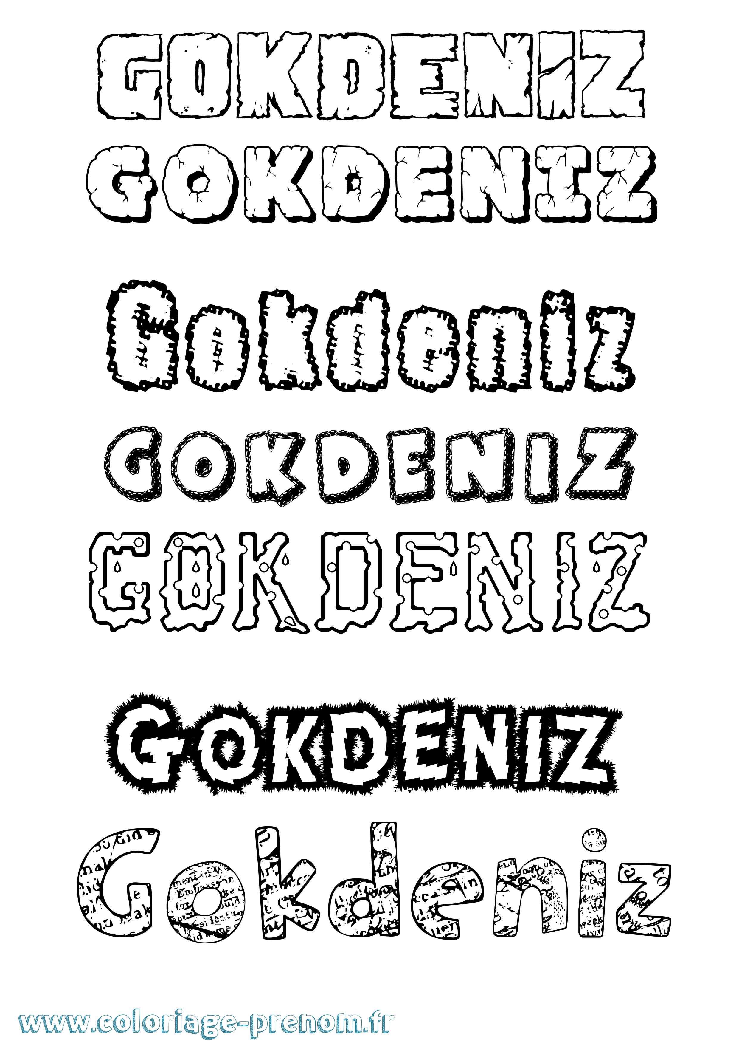 Coloriage Gokdeniz Destructuré Coloriage prénom Gokdeniz Destructuré