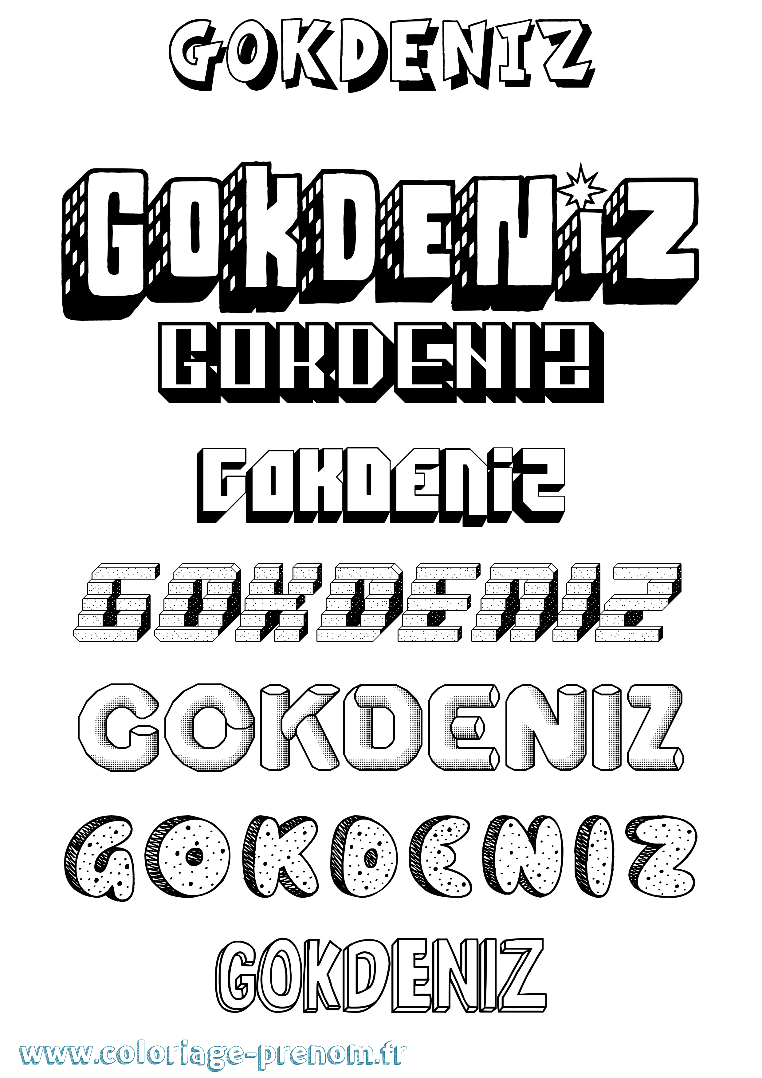 Coloriage Gokdeniz Effet 3D Coloriage prénom Gokdeniz Effet 3D