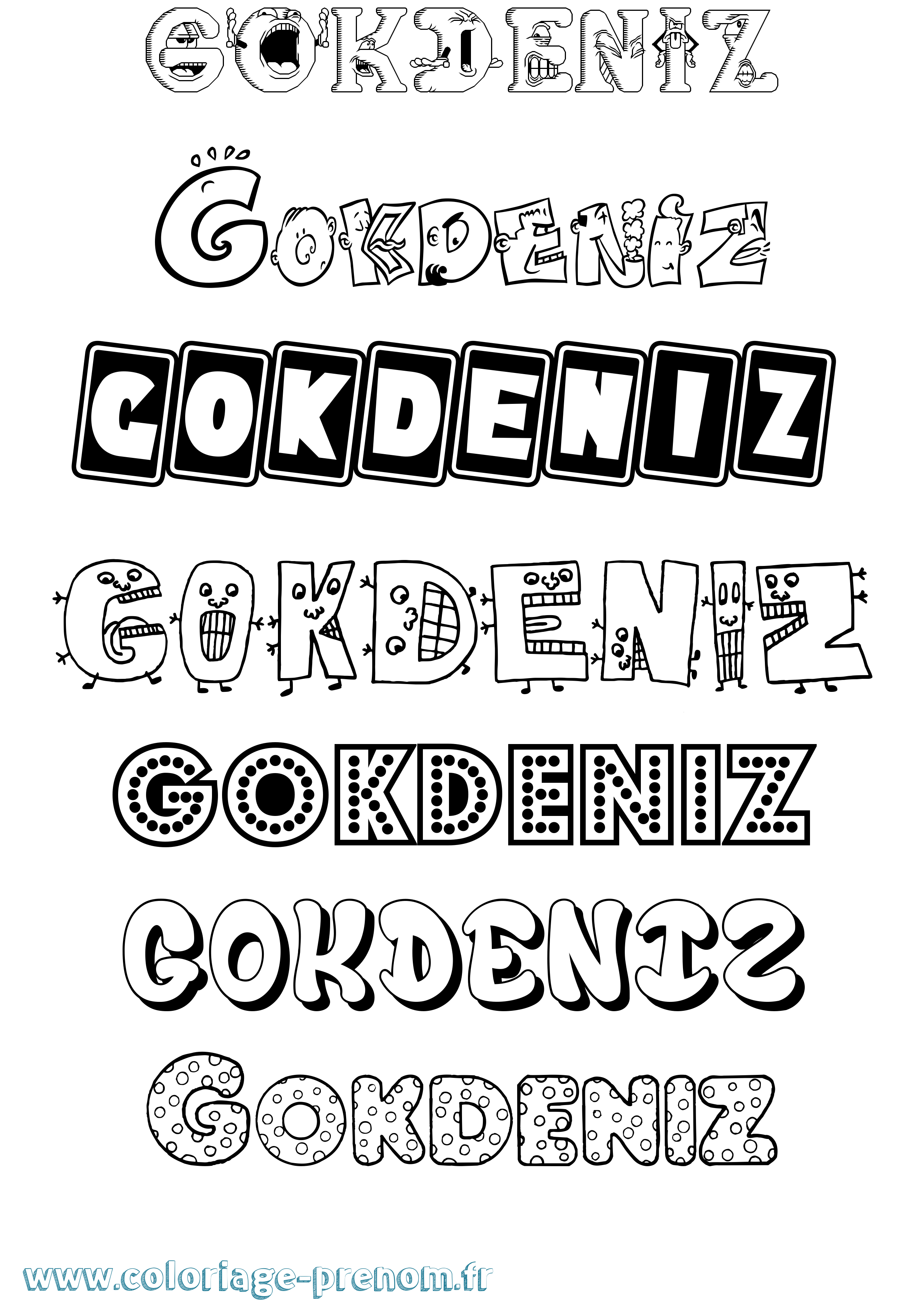 Coloriage Gokdeniz Fun Coloriage prénom Gokdeniz Fun