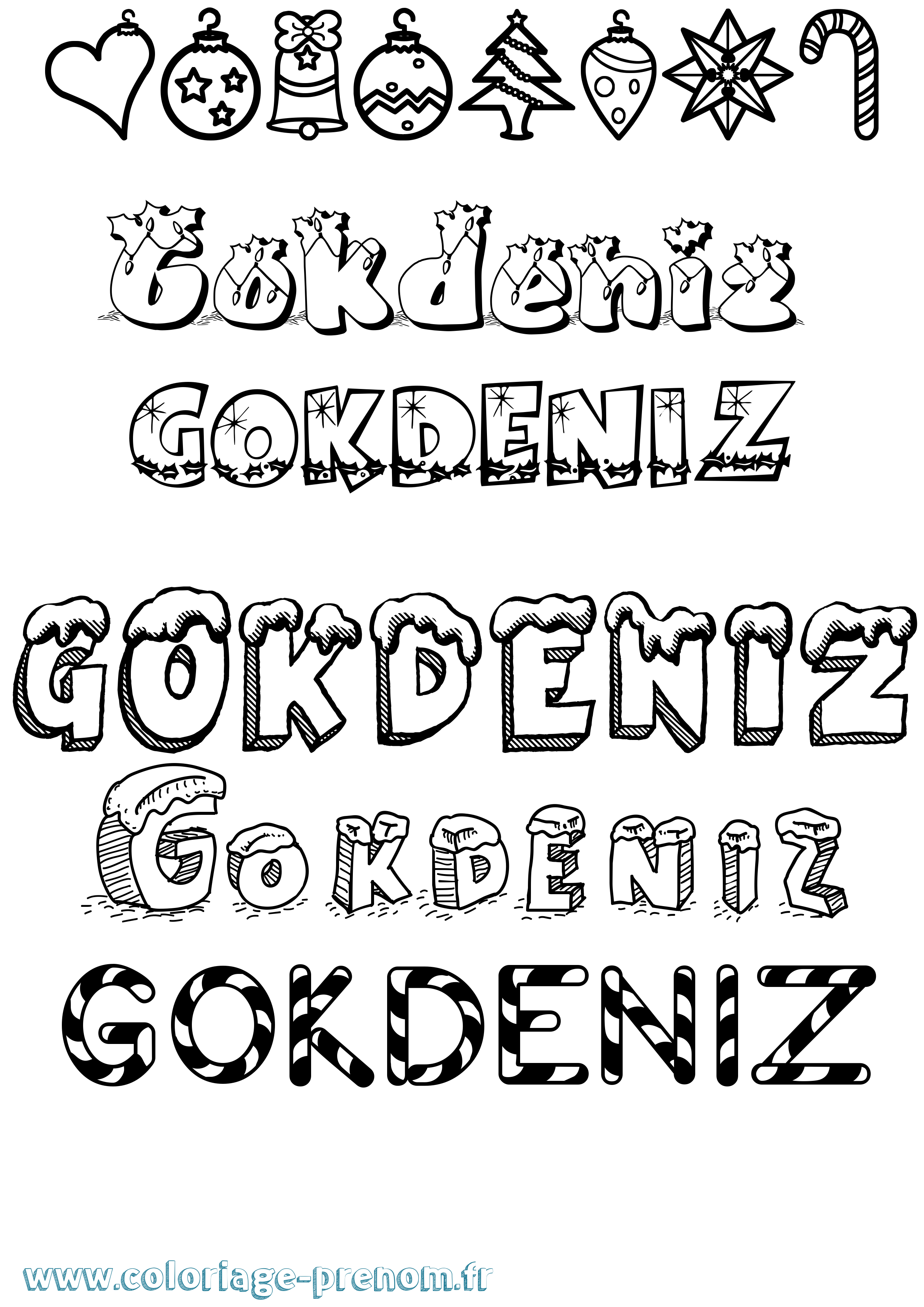 Coloriage Gokdeniz Noël Coloriage prénom Gokdeniz Noël