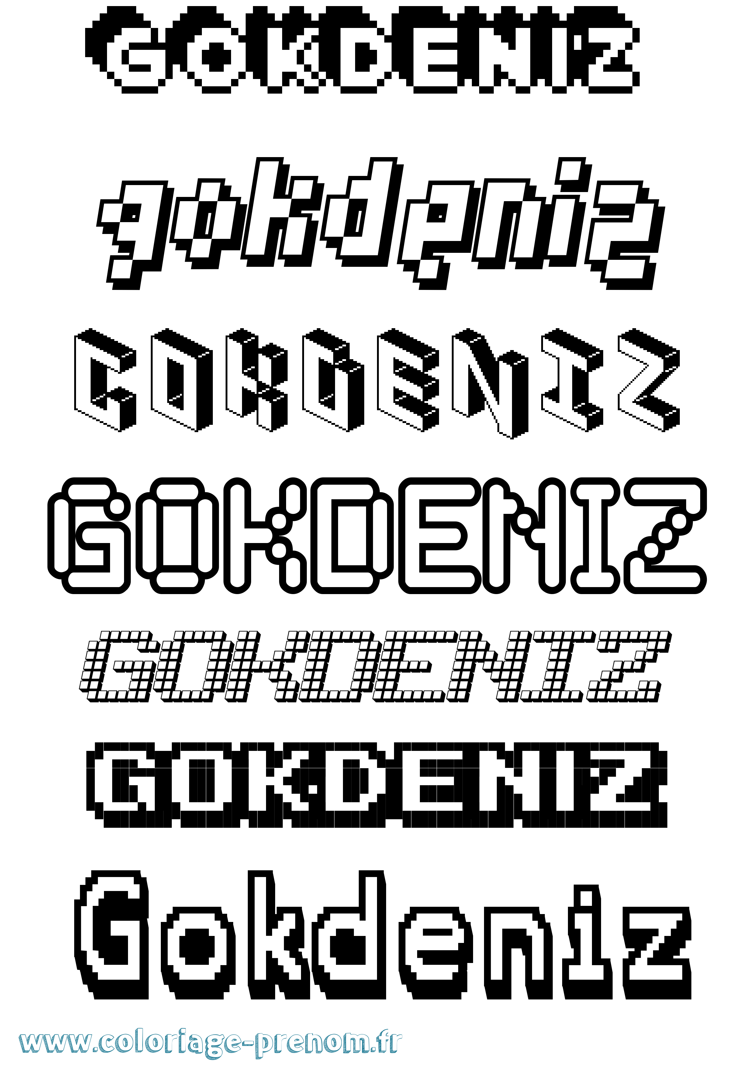 Coloriage Gokdeniz Pixel Coloriage prénom Gokdeniz Pixel