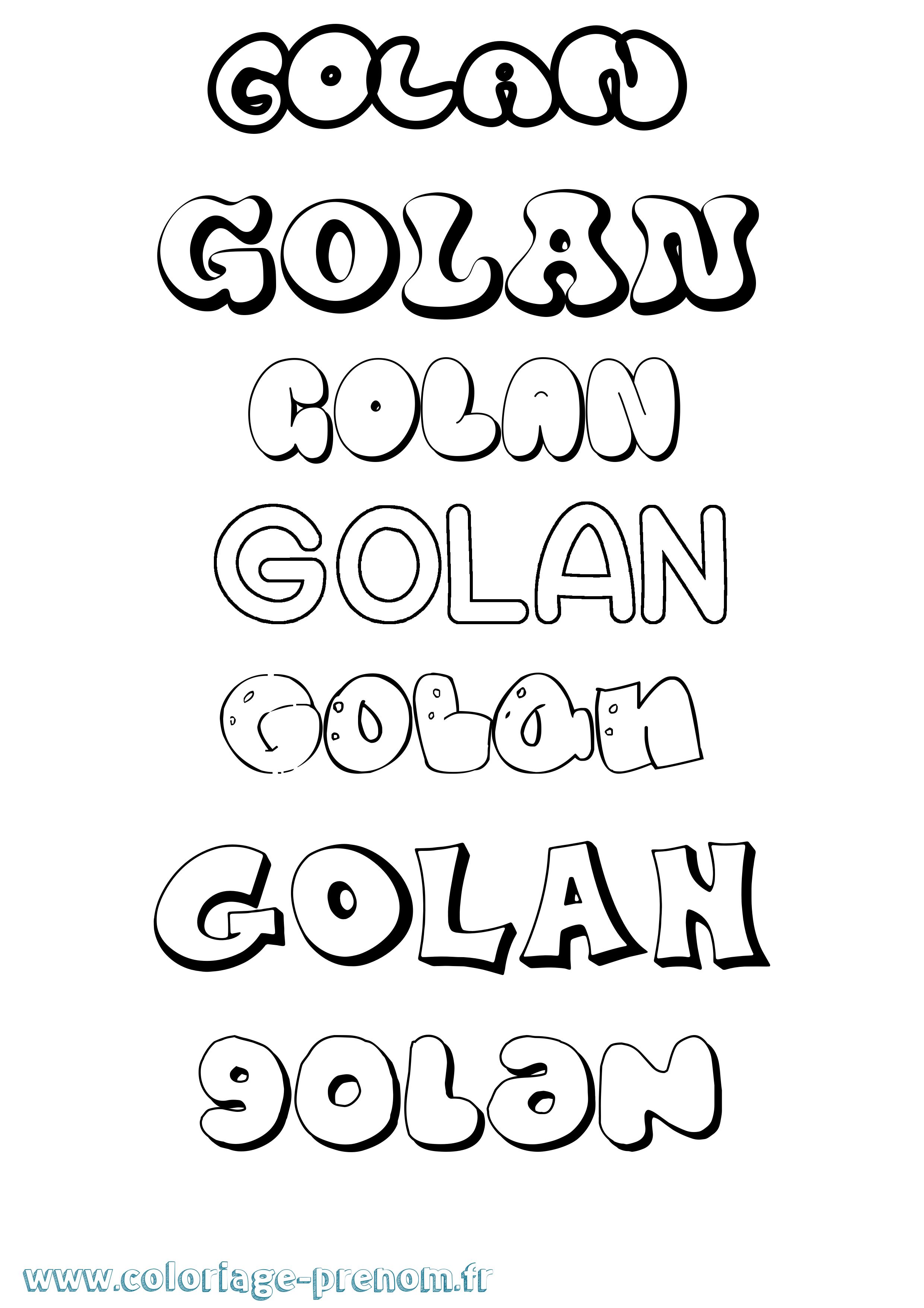 Coloriage Golan Bubble Coloriage prénom Golan Bubble