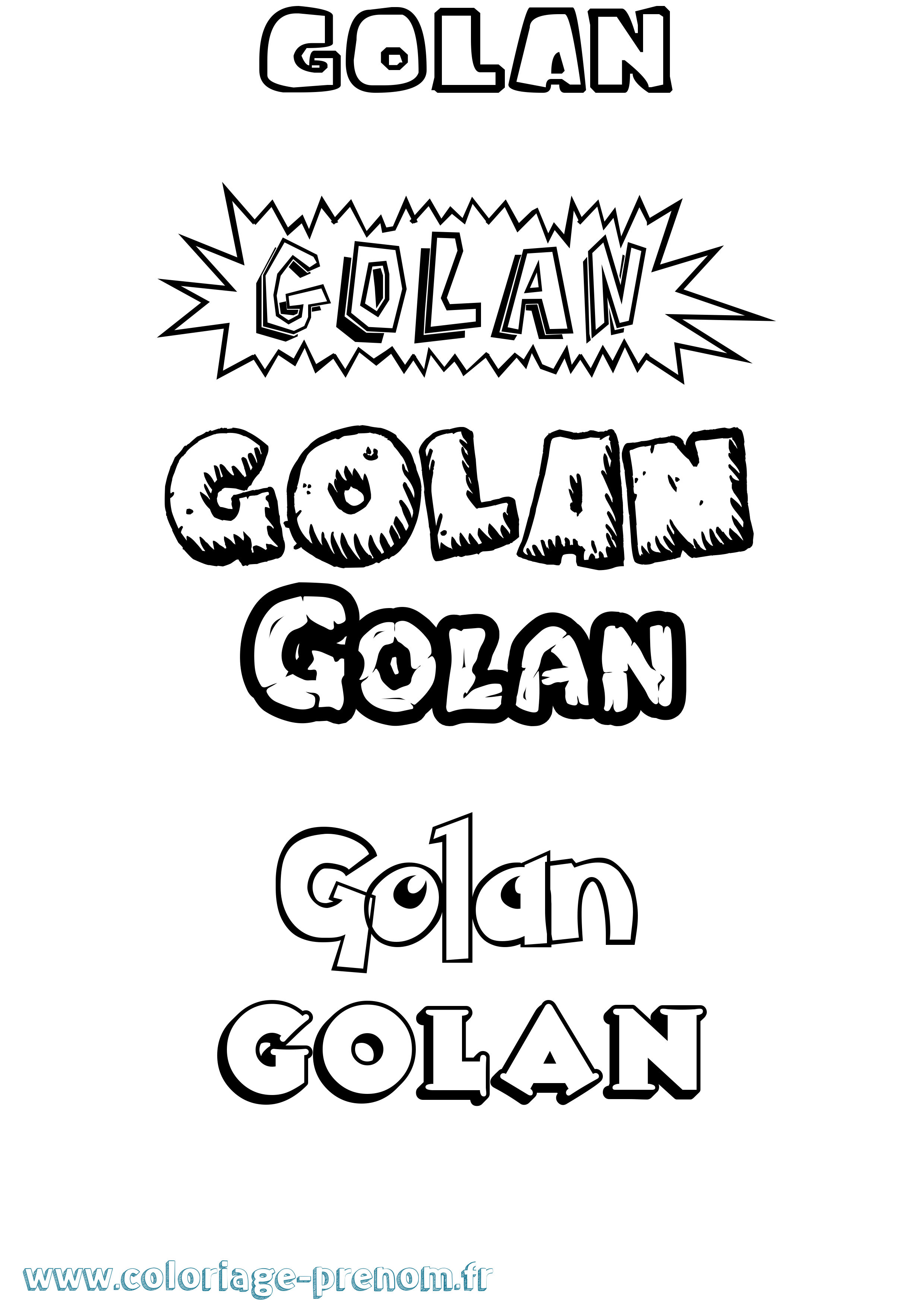 Coloriage Golan Dessin Animé Coloriage prénom Golan Dessin Animé