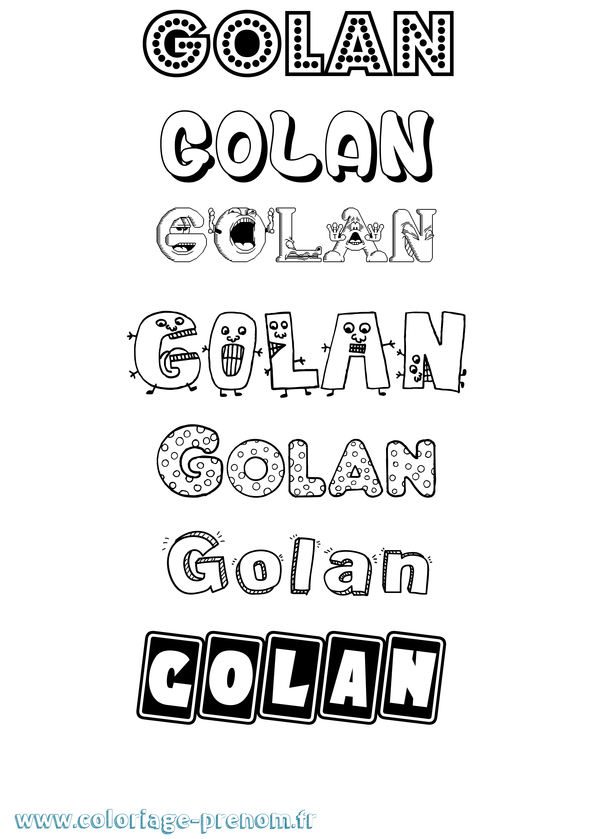 Coloriage Golan Fun Coloriage prénom Golan Fun