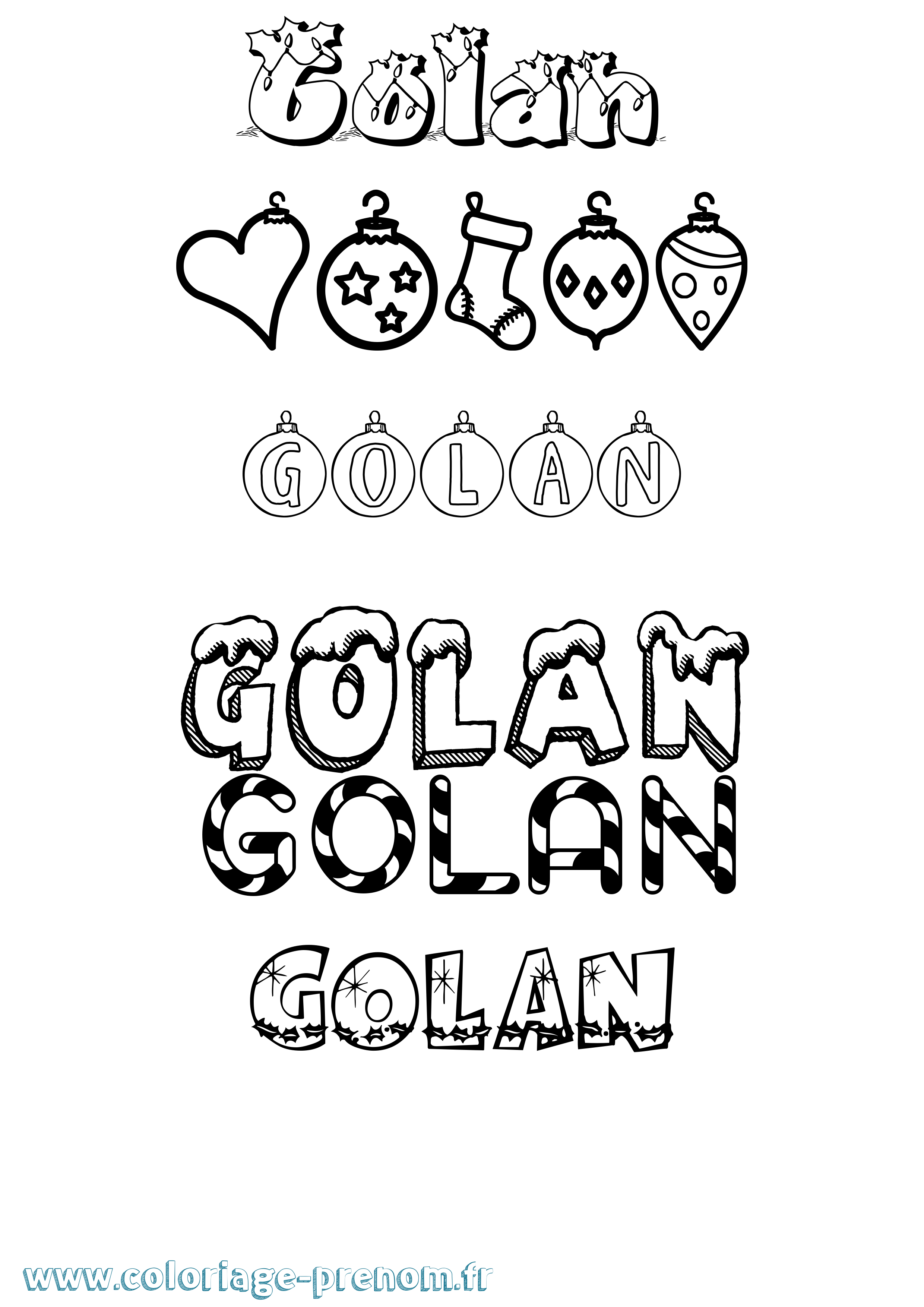 Coloriage Golan Noël Coloriage prénom Golan Noël