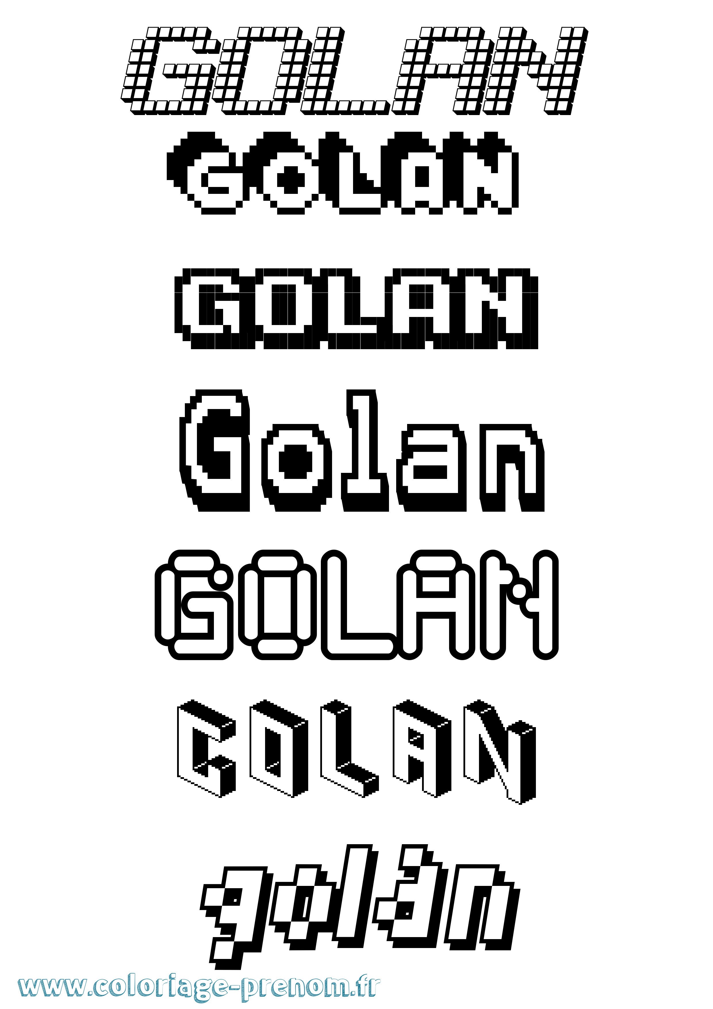 Coloriage Golan Pixel Coloriage prénom Golan Pixel