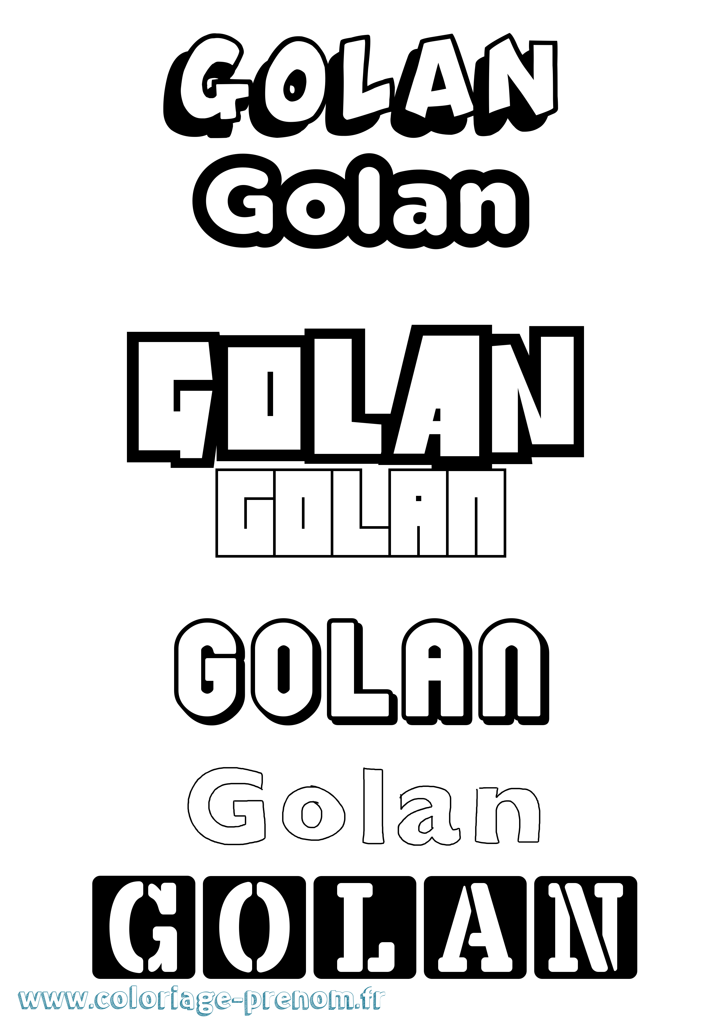 Coloriage Golan Simple Coloriage prénom Golan Simple