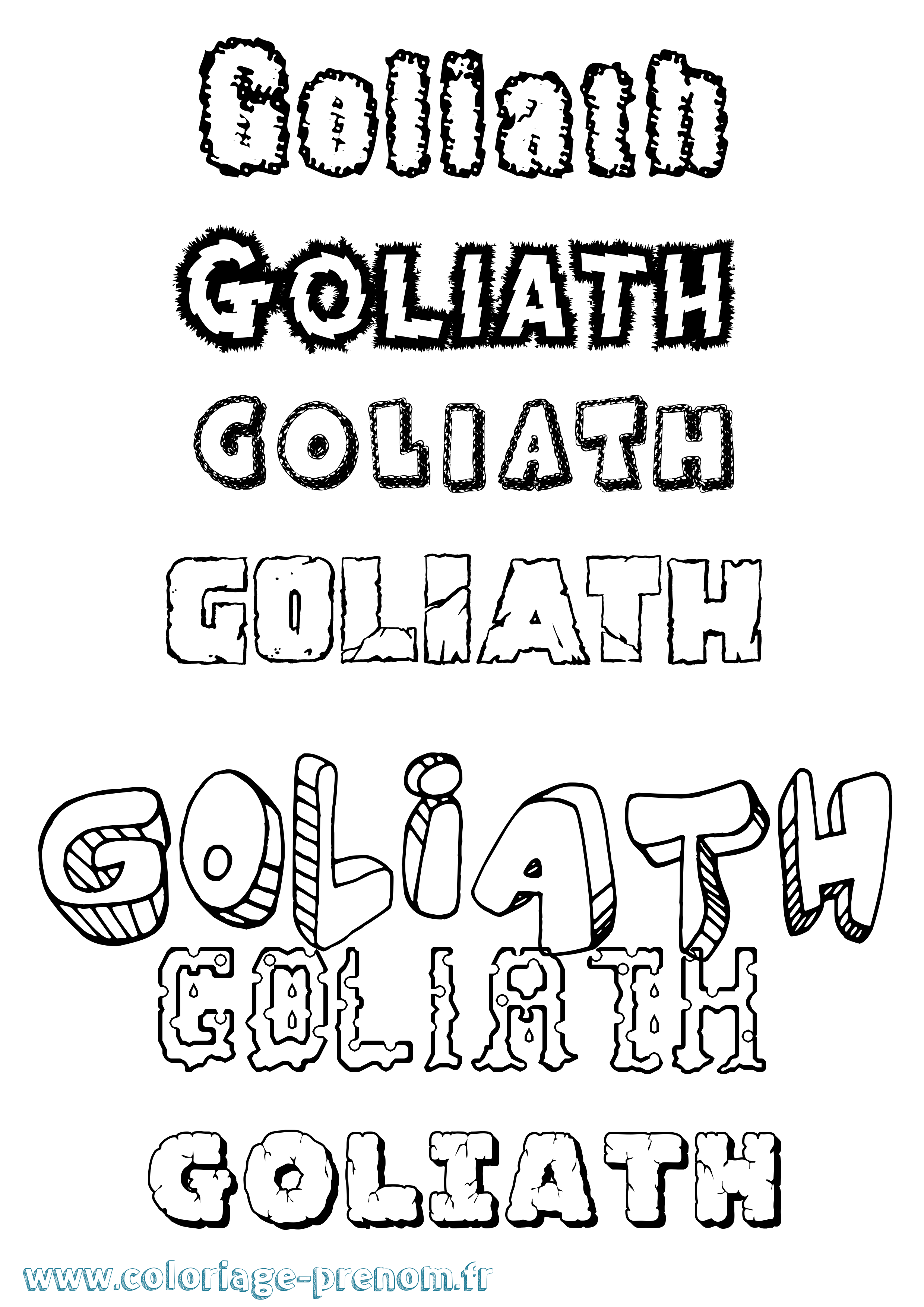 Coloriage Goliath Destructuré Coloriage prénom Goliath Destructuré