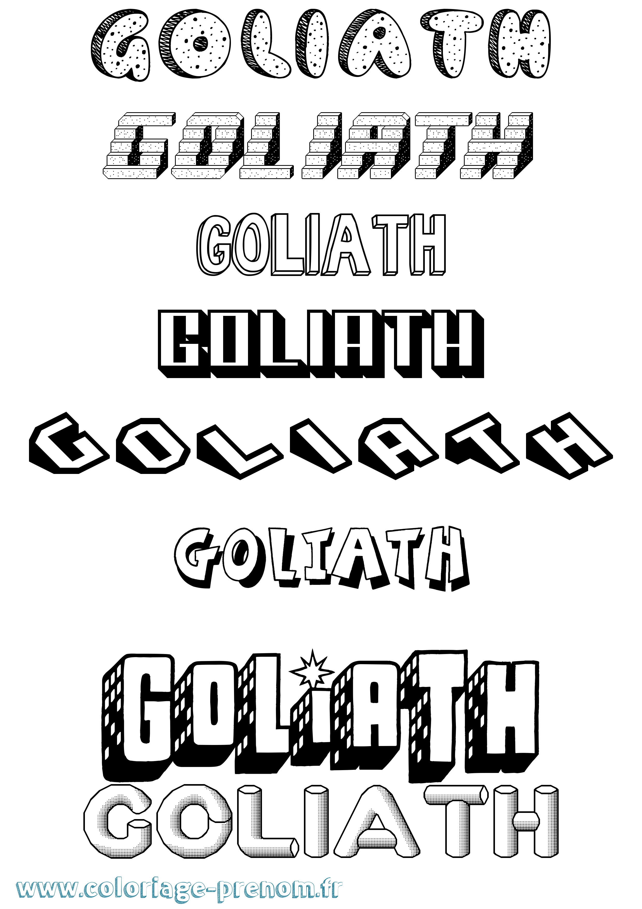 Coloriage Goliath Effet 3D Coloriage prénom Goliath Effet 3D